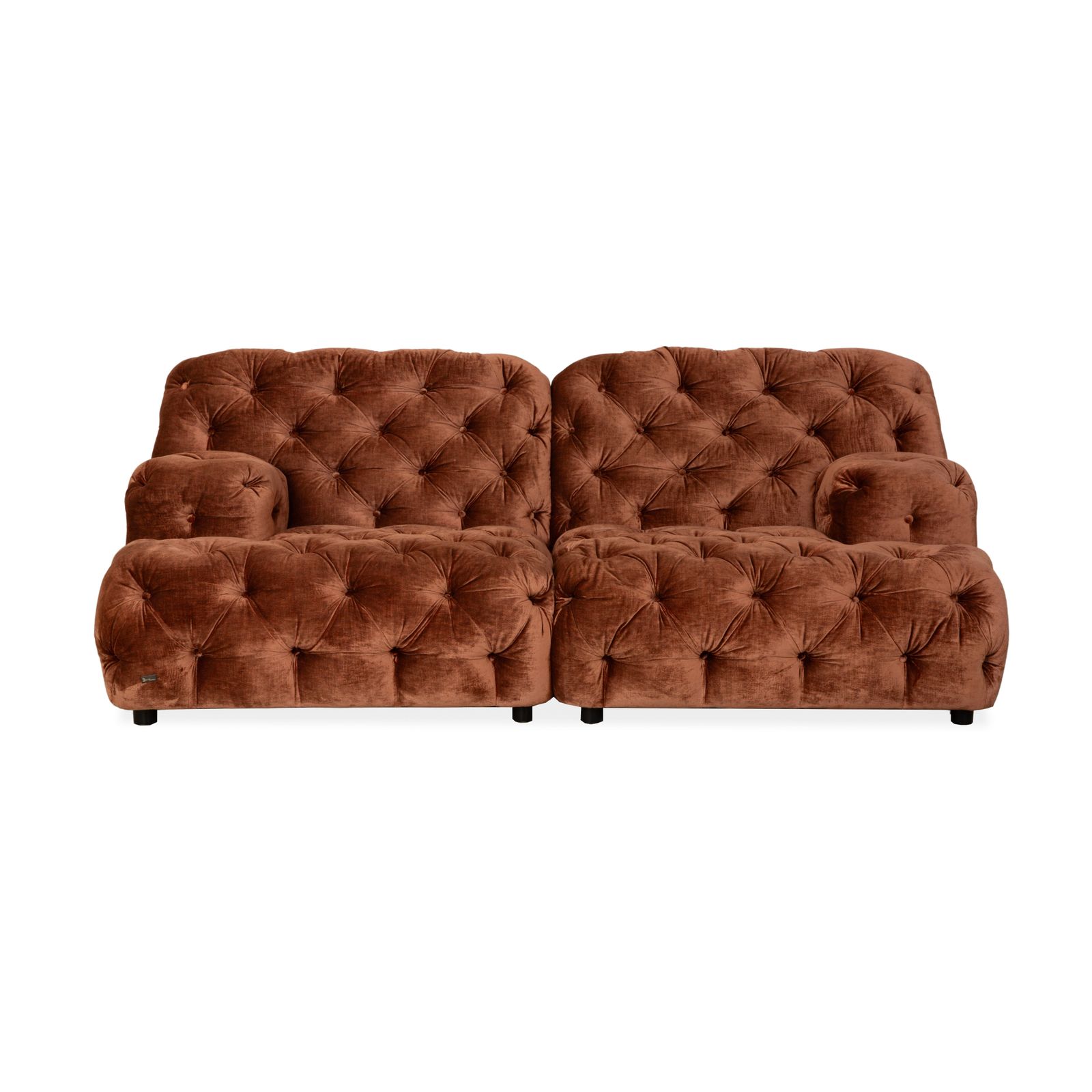 Canapé 2 places Bretz Cocoa Island en velours boutonné, brun bronze