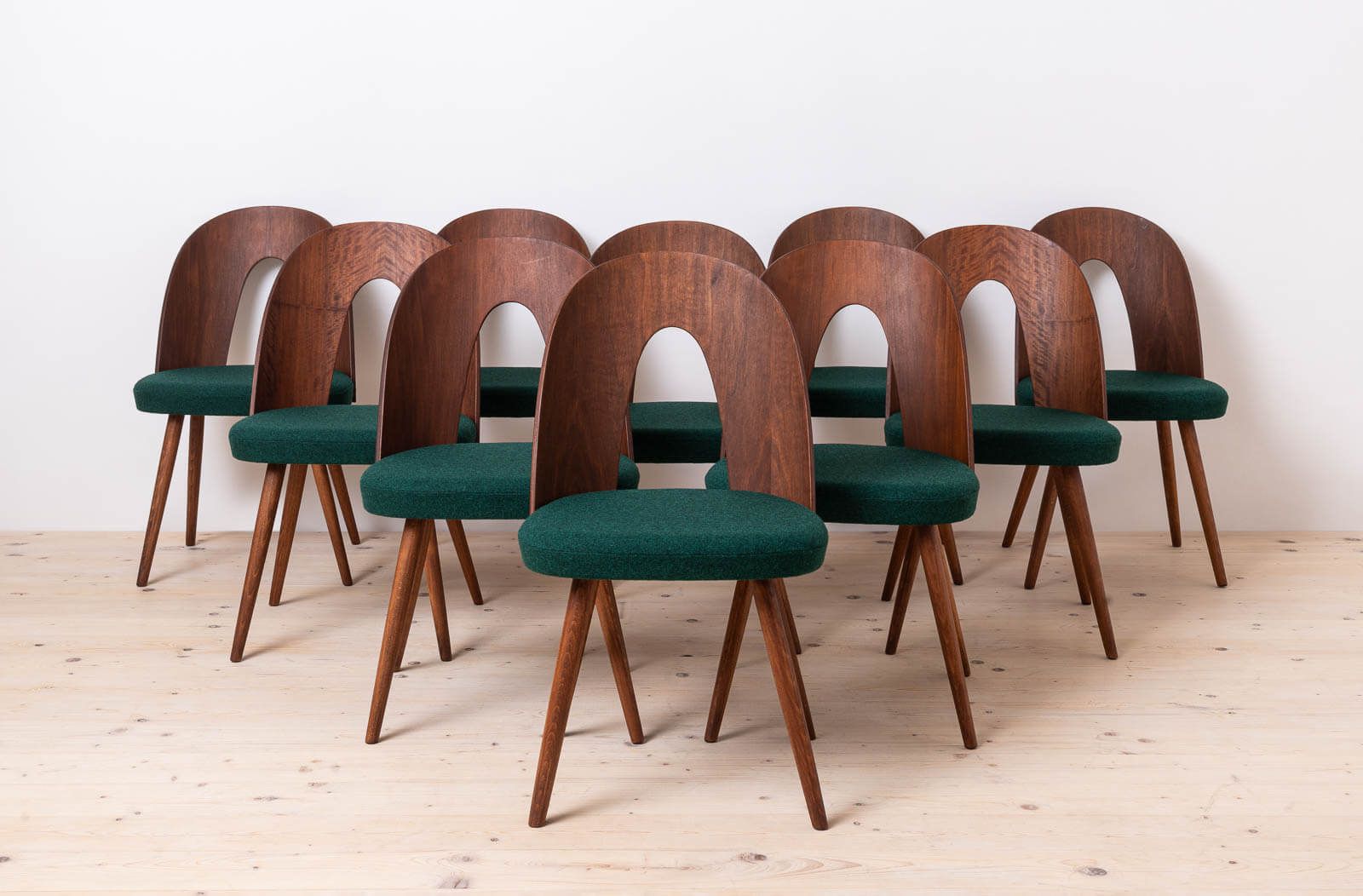 Set Of 10 Mid Century Dining Chairs By A. šuman, 1960s, Customizable Upholstery Available