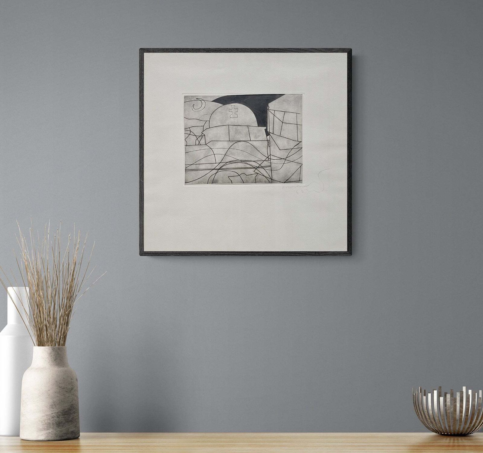 Ben Nicholson Paros With Balcony (Variation With Hand Colouring)  (1965) photo vintage
