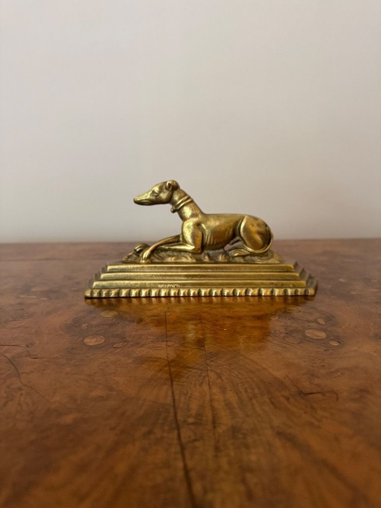 Unusual Pair Of Antique Brass Greyhound Fire Dogs photo furniture