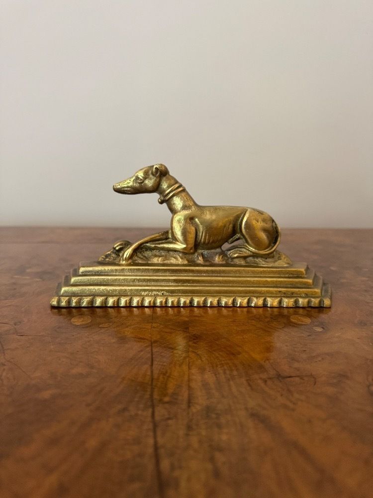 Unusual Pair Of Antique Brass Greyhound Fire Dogs photo Home Fixtures
