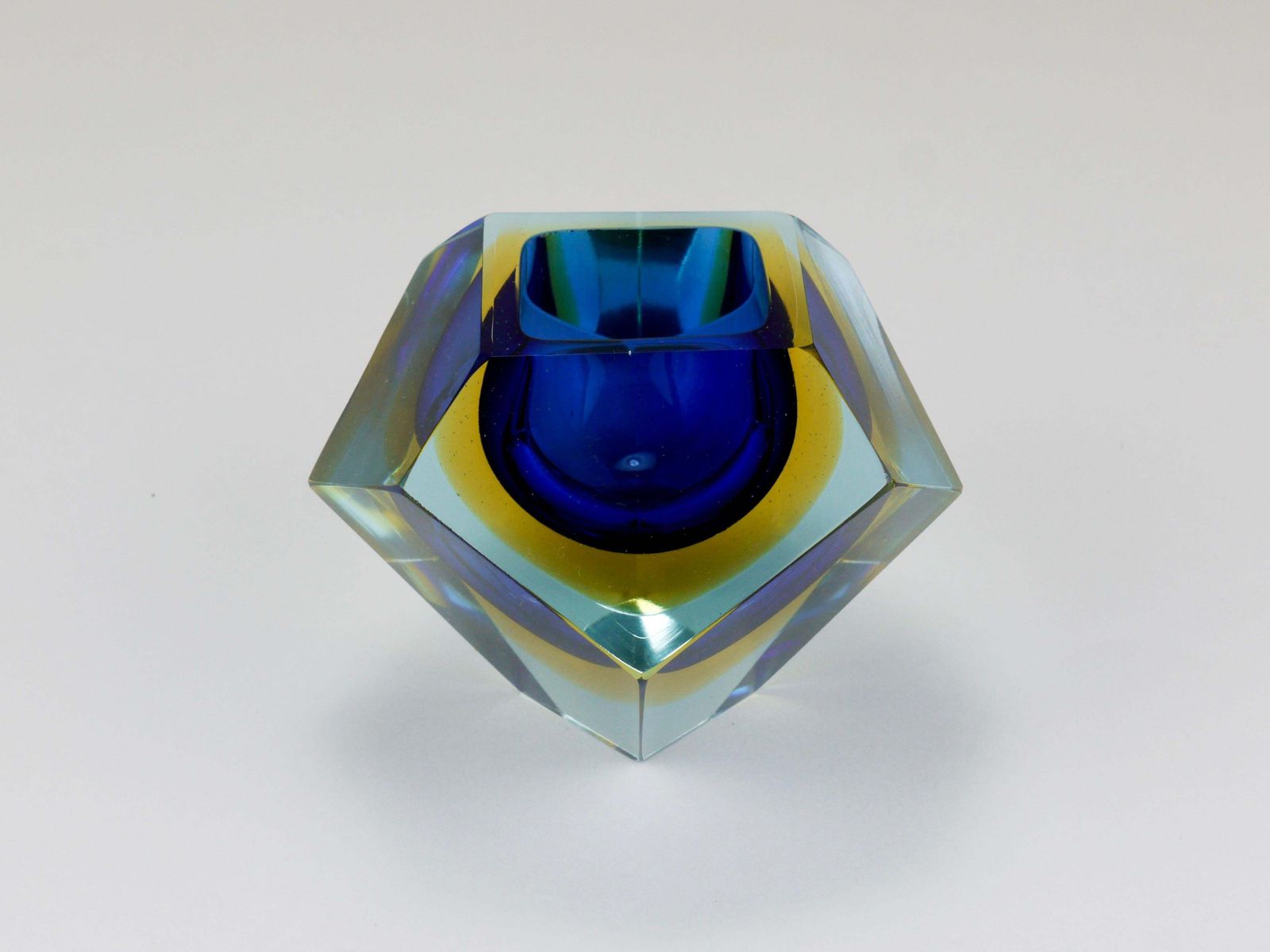 Mandruzzato Sommerso Faceted Diamond Caviar Bowl, Murano Glass, Italy, 1960s photo buy