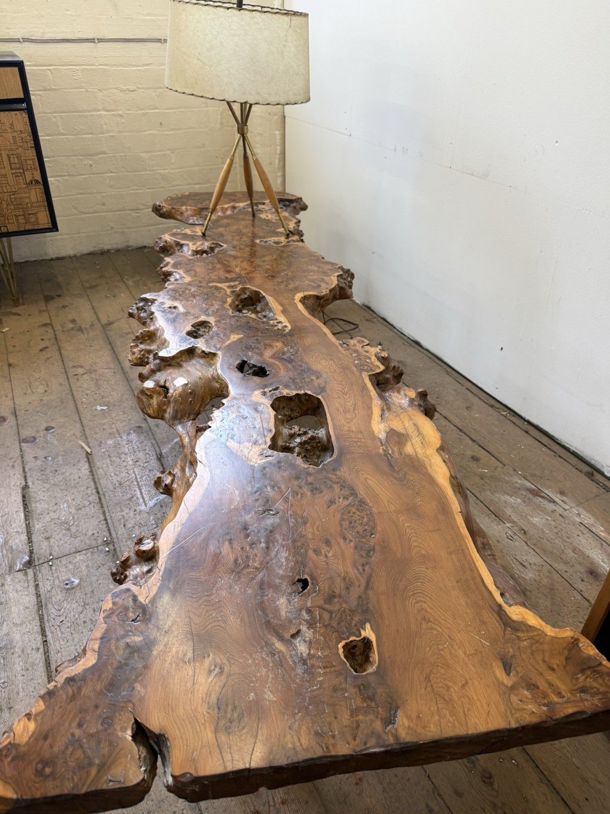 Vintage Coffee Table Manner Of George Nakashima 1950s 60s Live Edge Yew Wood