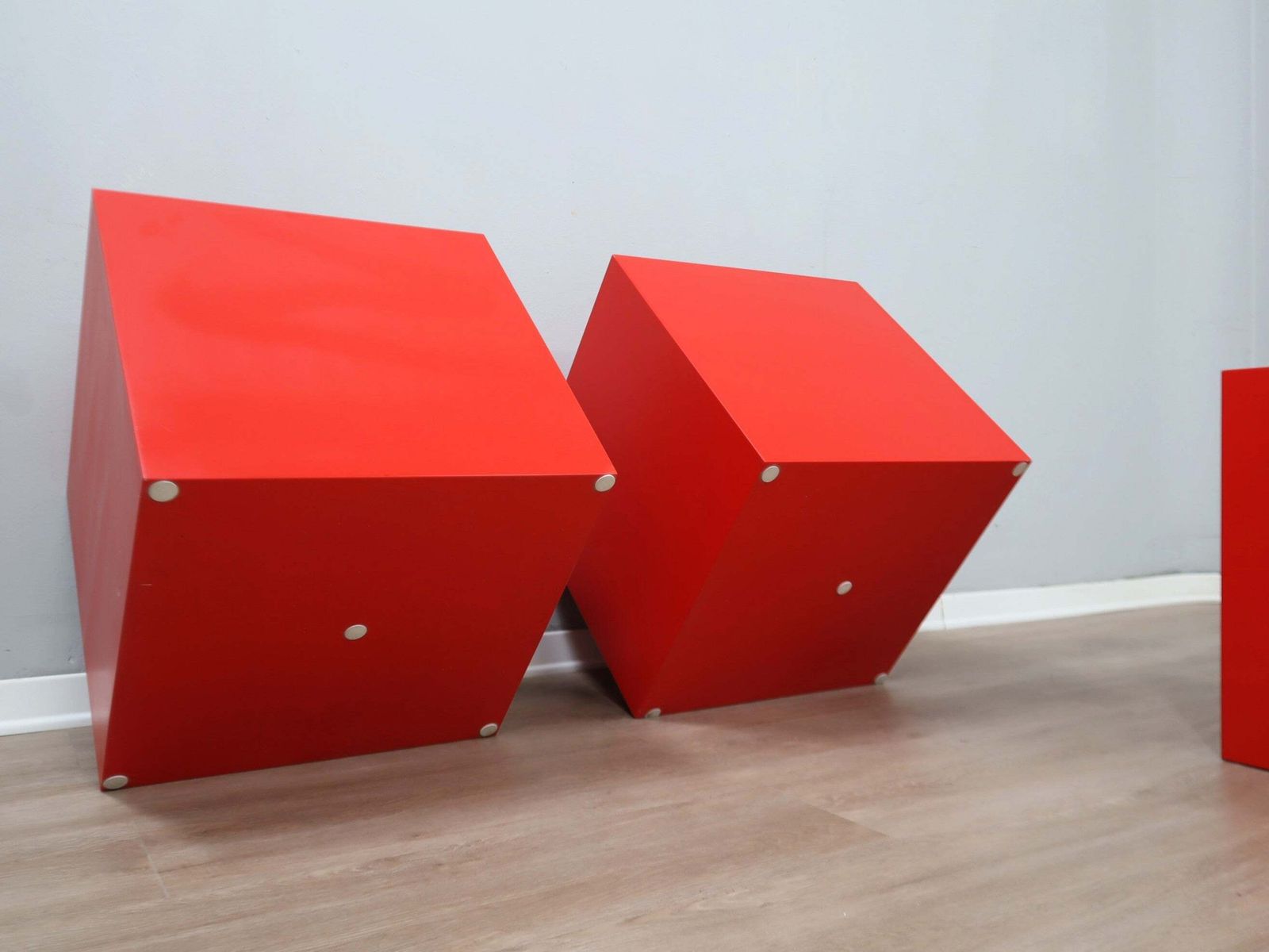 Furniture 1960s Italian Fiberglass Cube Stools / Side Tables, Set Of 3 photo