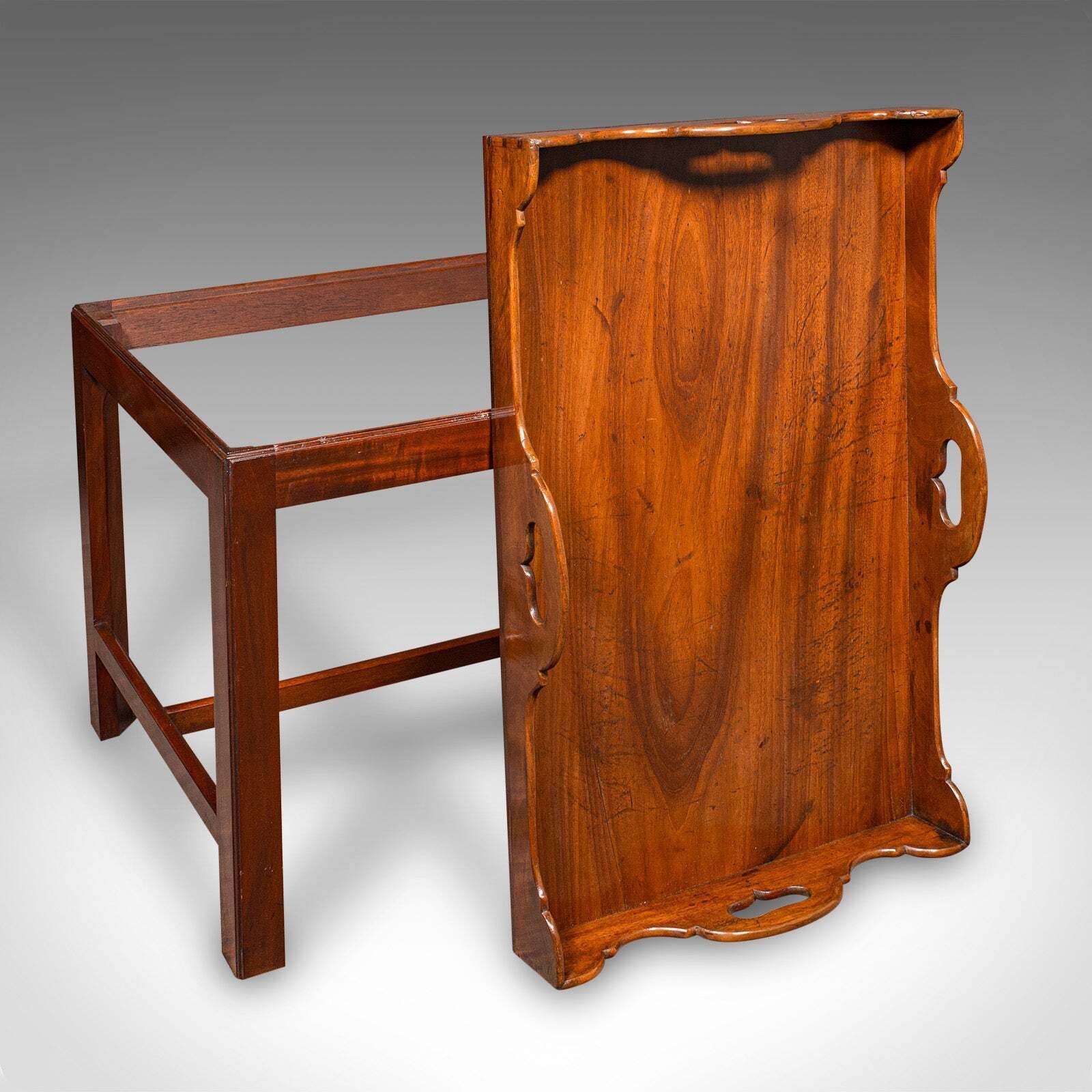 Vintage Butler's Serving Table, English, Afternoon Tea Tray On Stand, Art Deco photo furniture