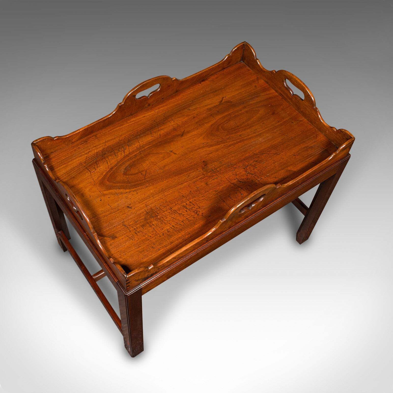Vintage Butler's Serving Table, English, Afternoon Tea Tray On Stand, Art Deco photo vintage