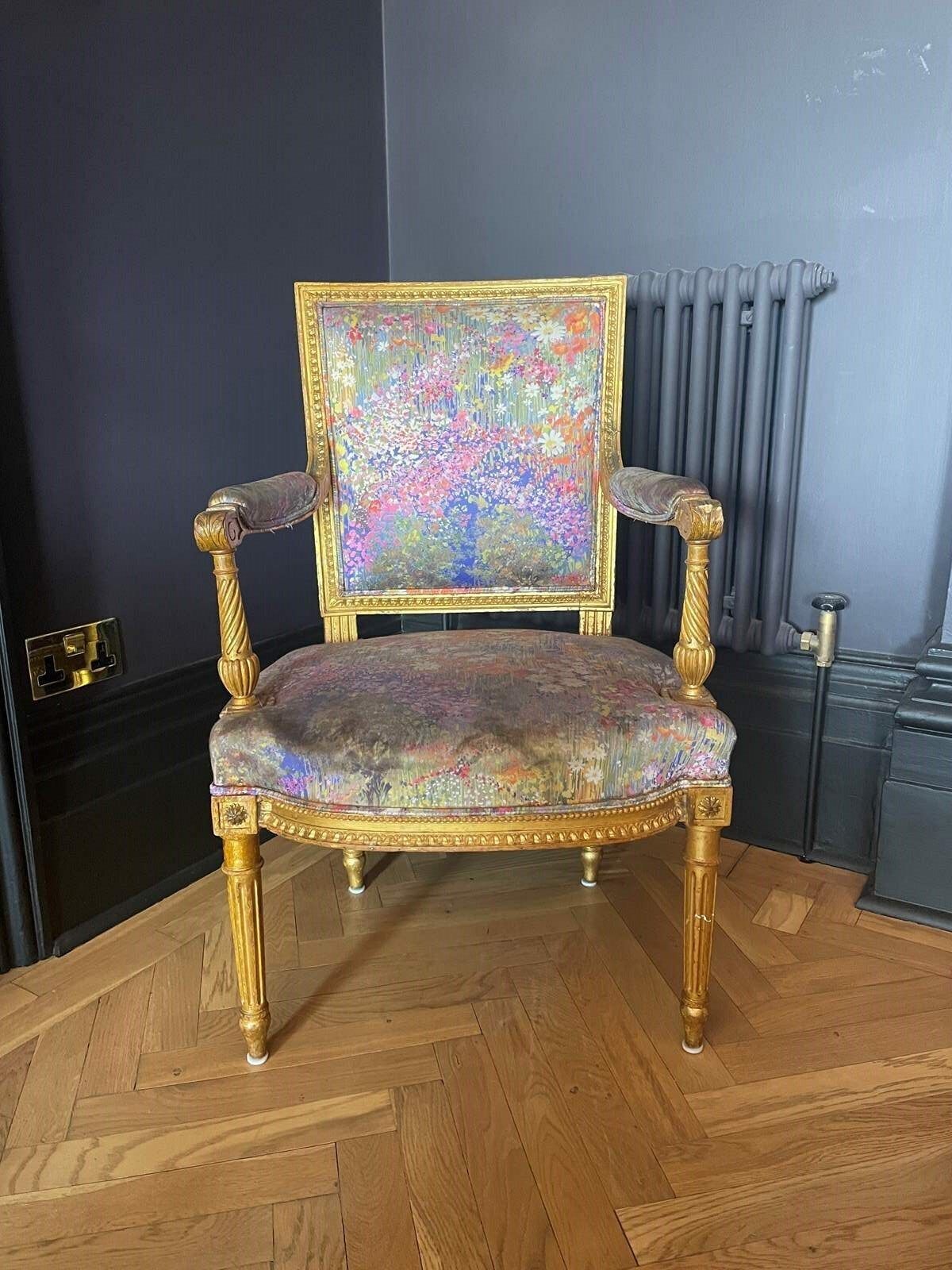 French Antique Giltwood Salon Chair photo furniture