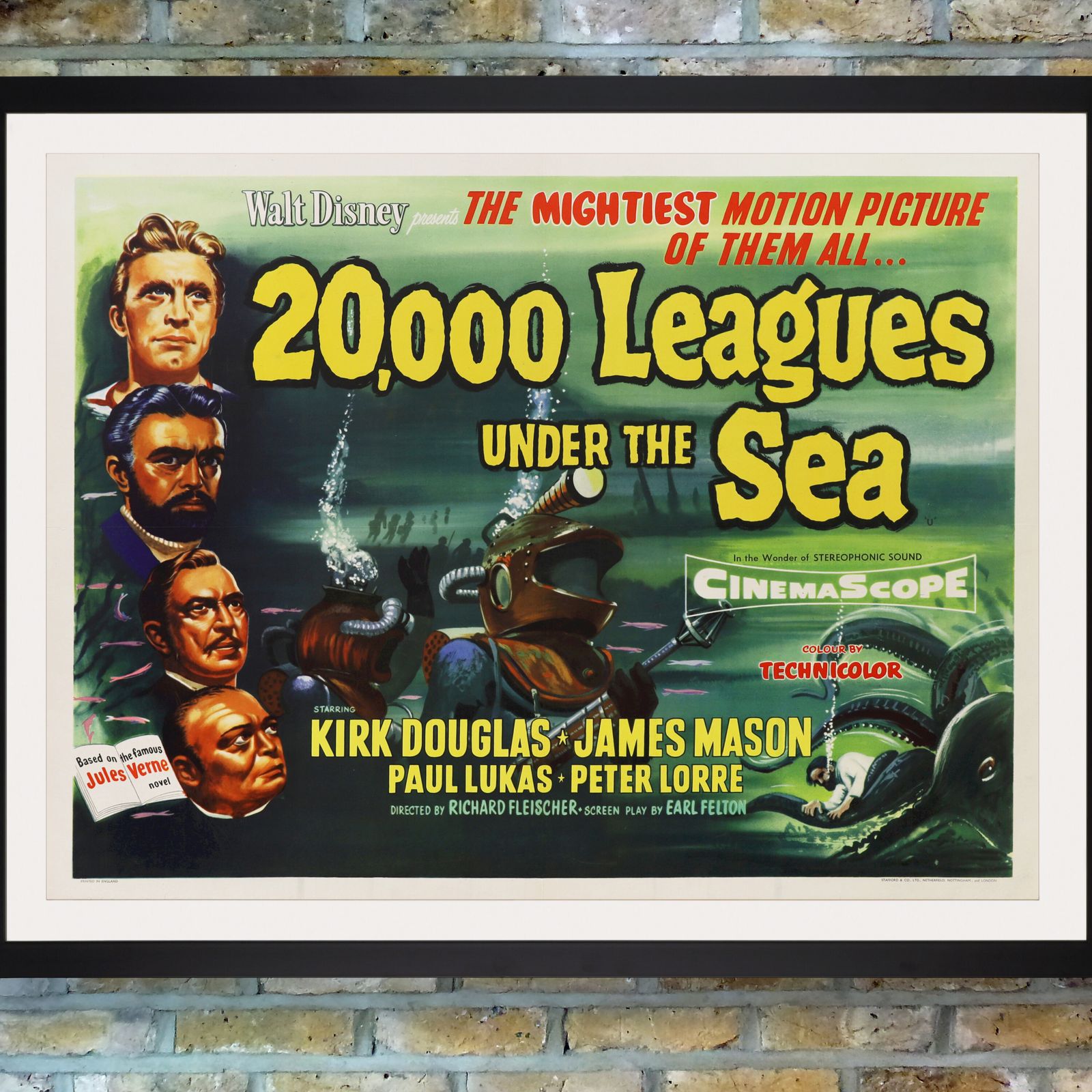 '20000 Leagues Under The Sea' Original Vintage British Quad Movie Poster, 1955 photo furniture
