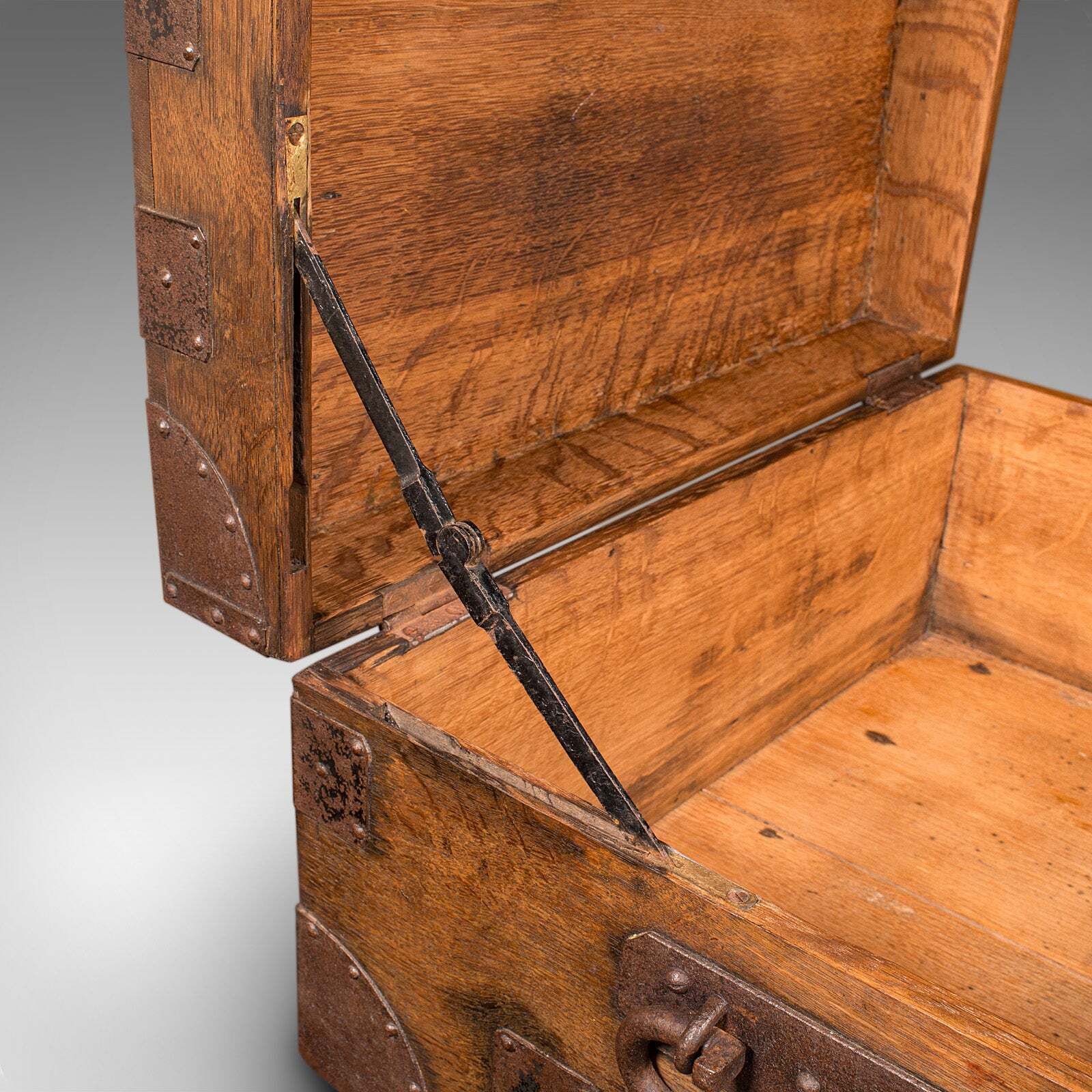 photo for sale Antique Silver Chest, English Oak, Steel Bound, Steamer Trunk, Victorian, C.1900