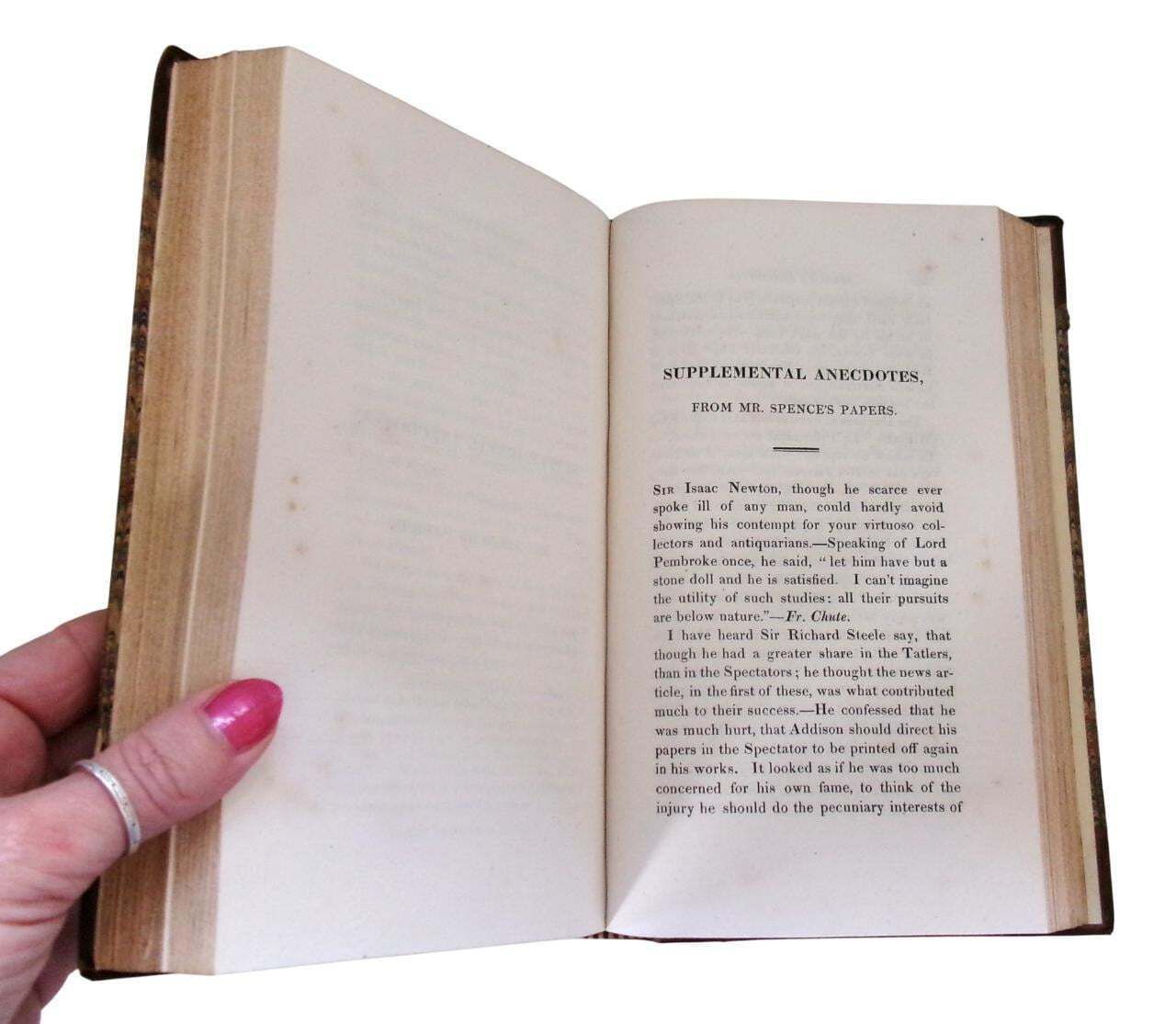 1820 Joseph Spence Anecdotes Of Books And Men, Samuel Weller Singer, First Edition Half Leather, Alexander Pope, Georgian Antique Decorative photo vintage