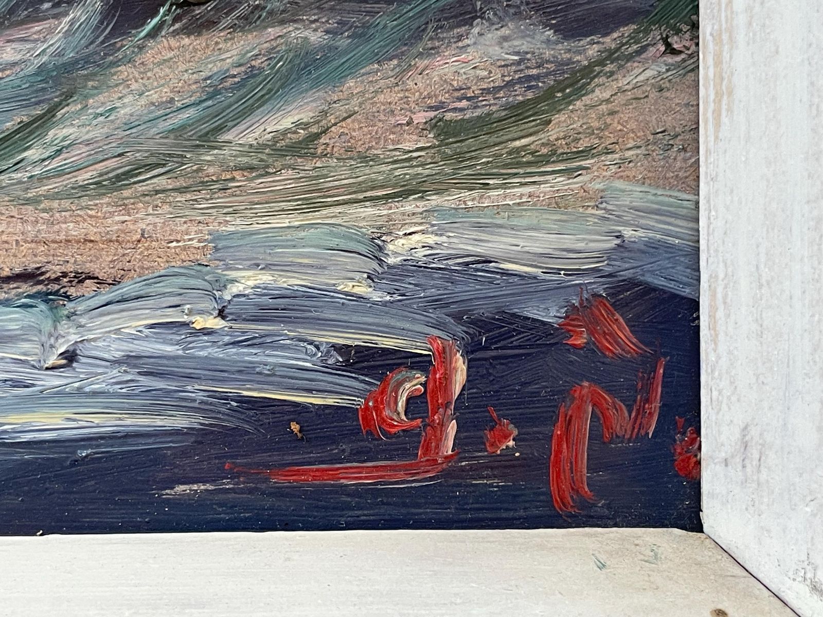 Vintage Maritime Oil Painting Of Ship With Sails At Sea   Original Danish Art From The 1960s photo furniture