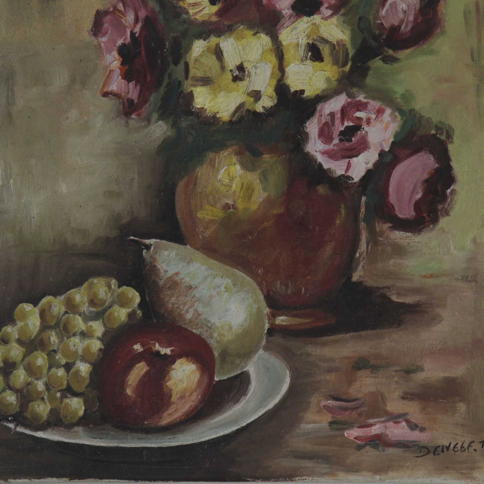 Large Mid Century French Floral Still Life, Oil On Canvas photo 236.0