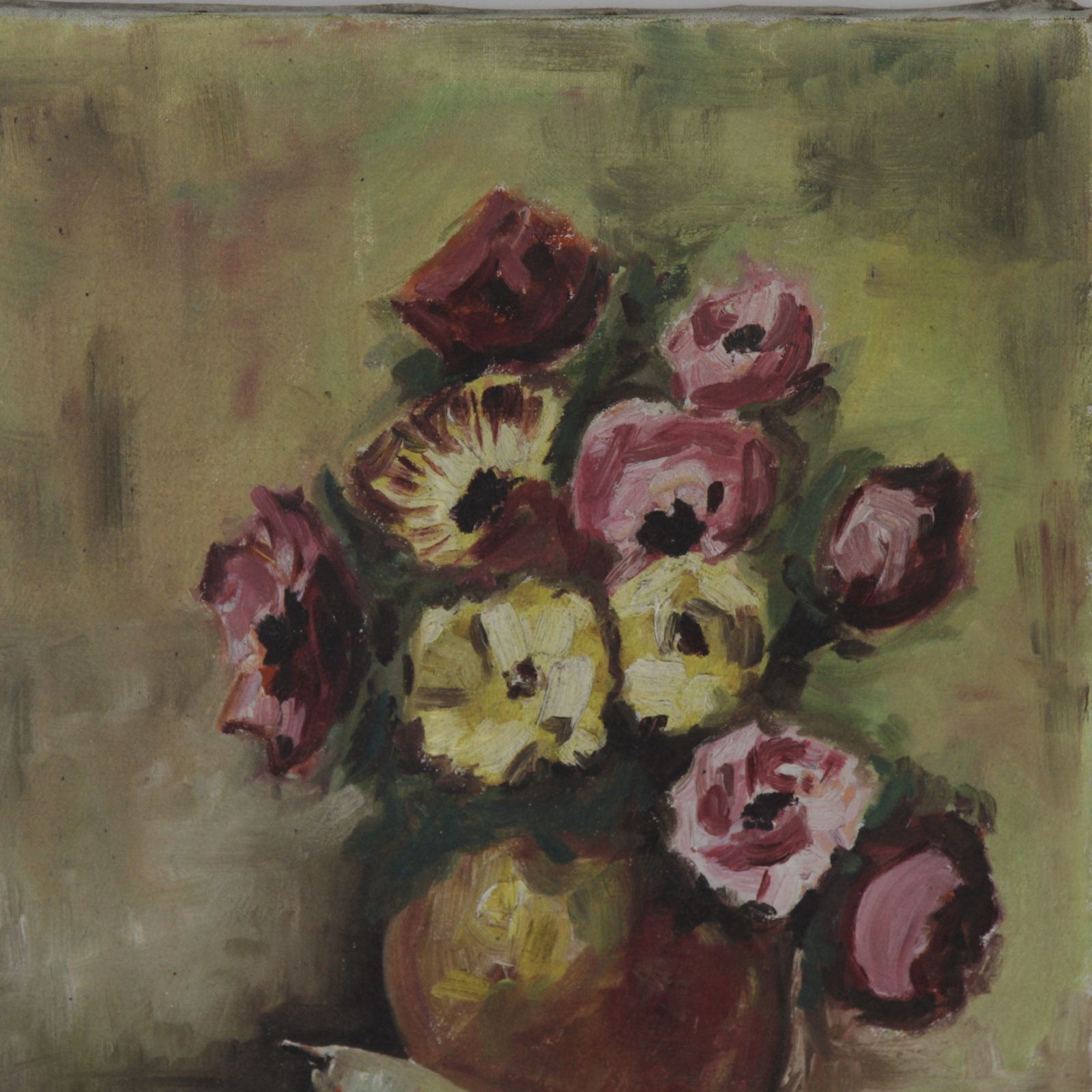 photo furniture Large Mid Century French Floral Still Life, Oil On Canvas