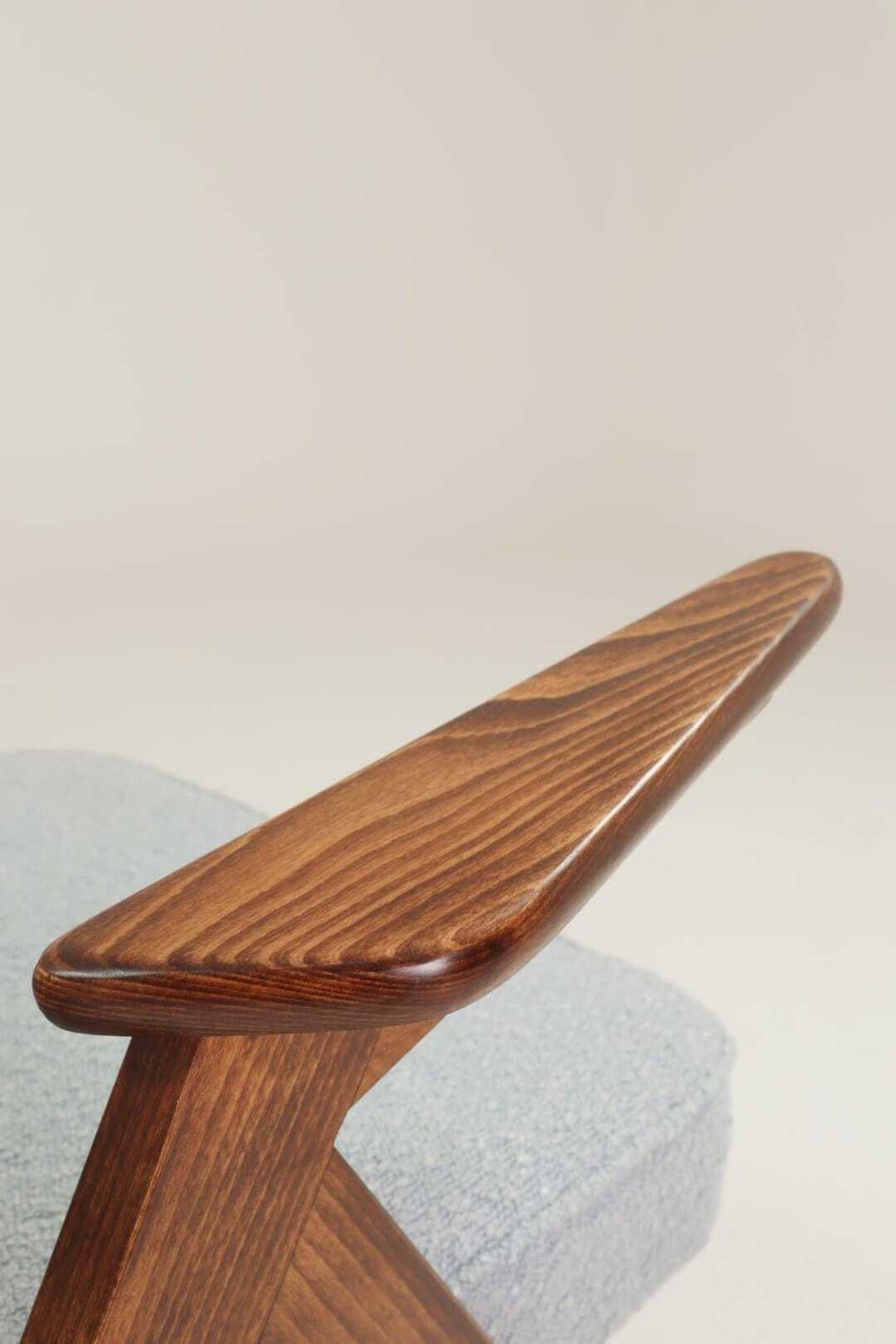 Vintage Lounge Chair Bouclè Baby Blue Dark Walnut, 1960 Scandinavian Design photo 349.0