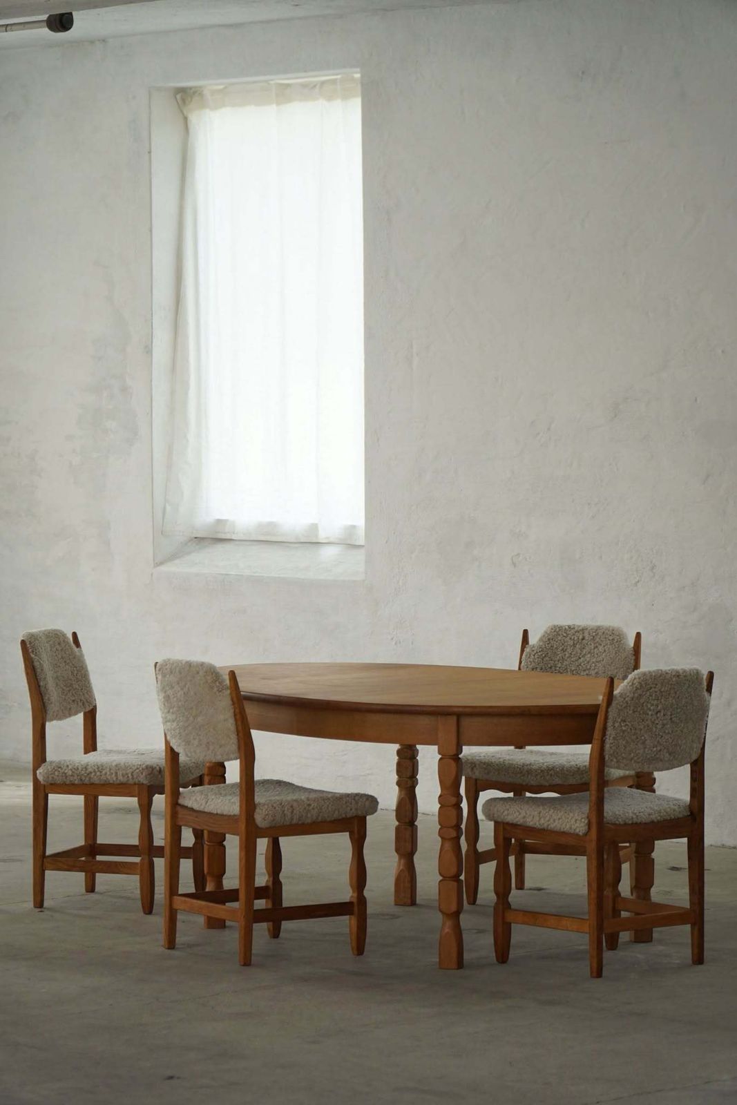 Mid Century Oval Oak Dining Table With Three Extensions, Danish Modern, 1960s photo buy