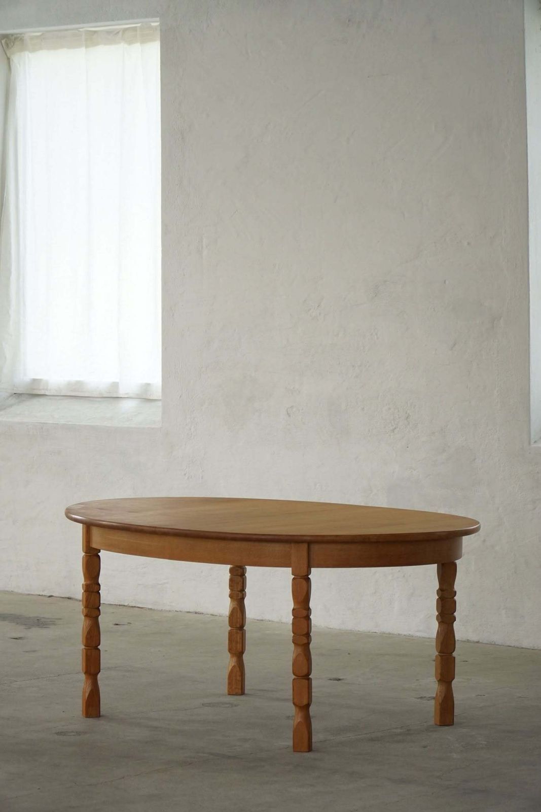 photo buy Mid Century Oval Oak Dining Table With Three Extensions, Danish Modern, 1960s