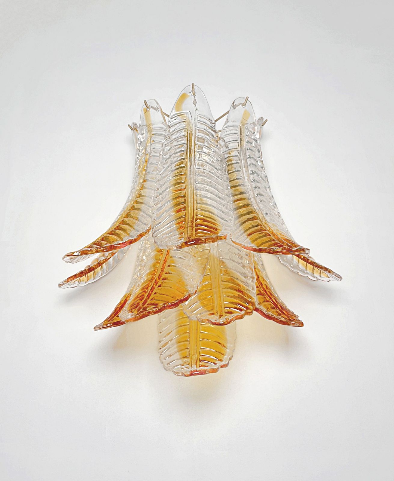Italian Murano Amber Stain Felci Glass Wall Sconces photo vinterior