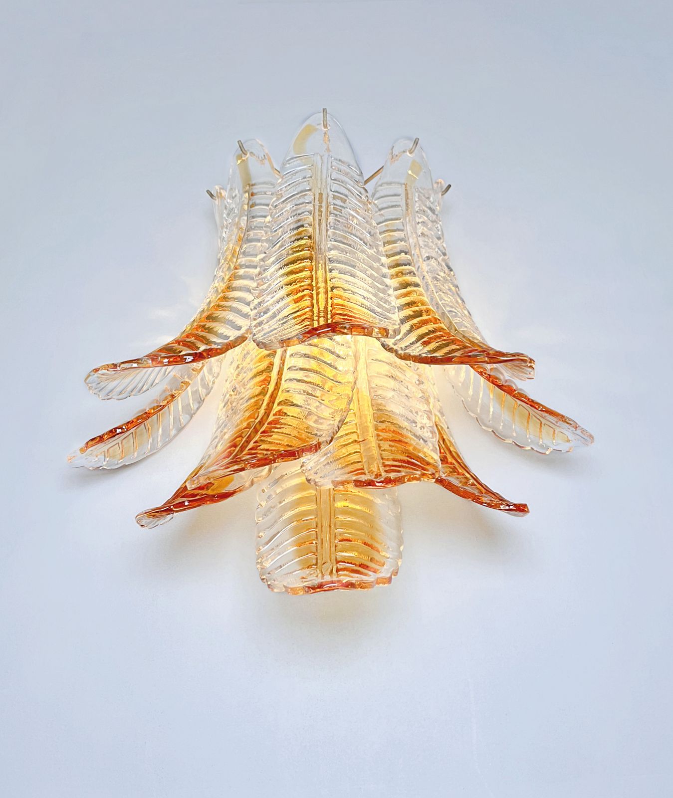 photo vinterior Italian Murano Amber Stain Felci Glass Wall Sconces