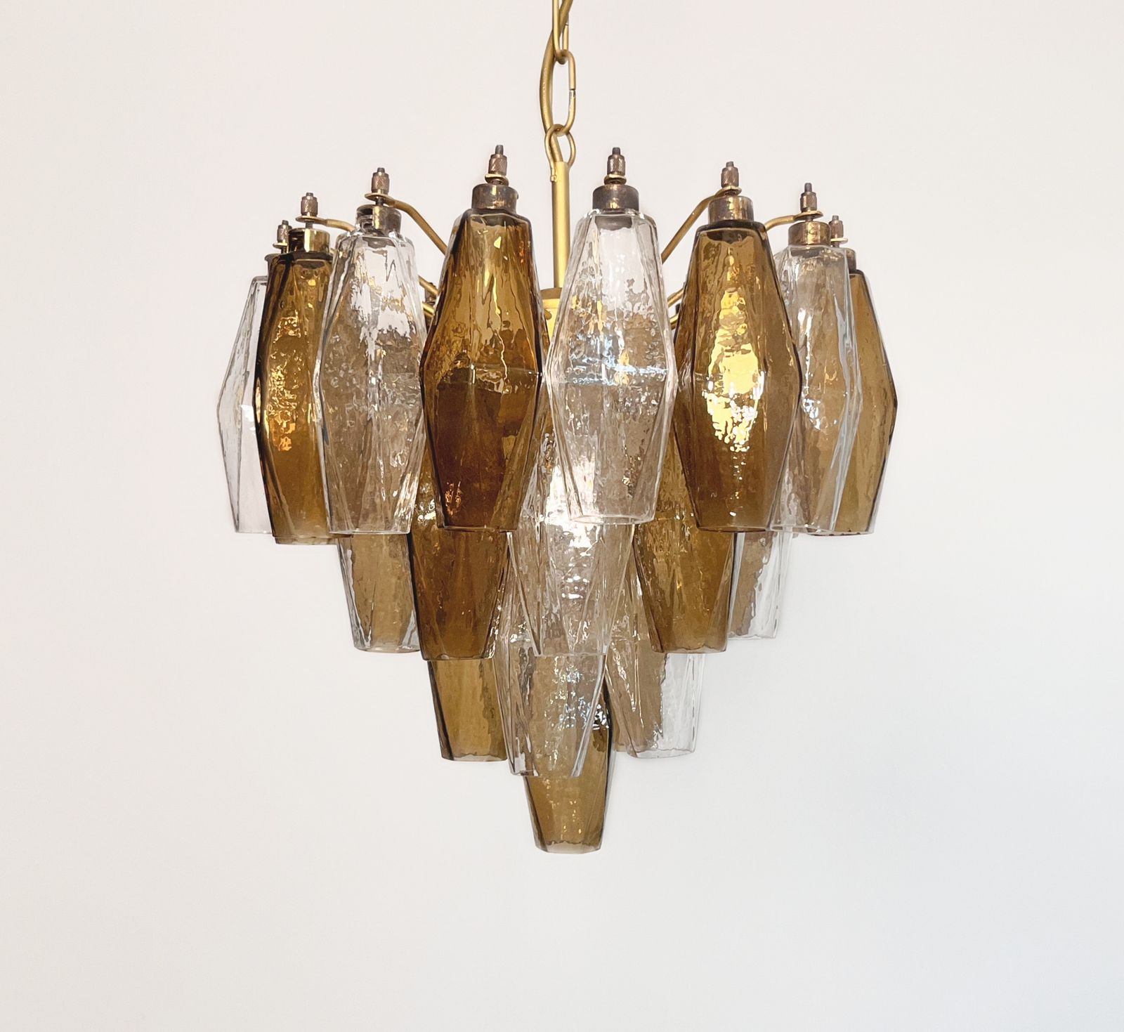 Elegant Murano Poliedri Chandelier   Carlo Scarpa Design   Clear And Smoked Glasses photo 805.0