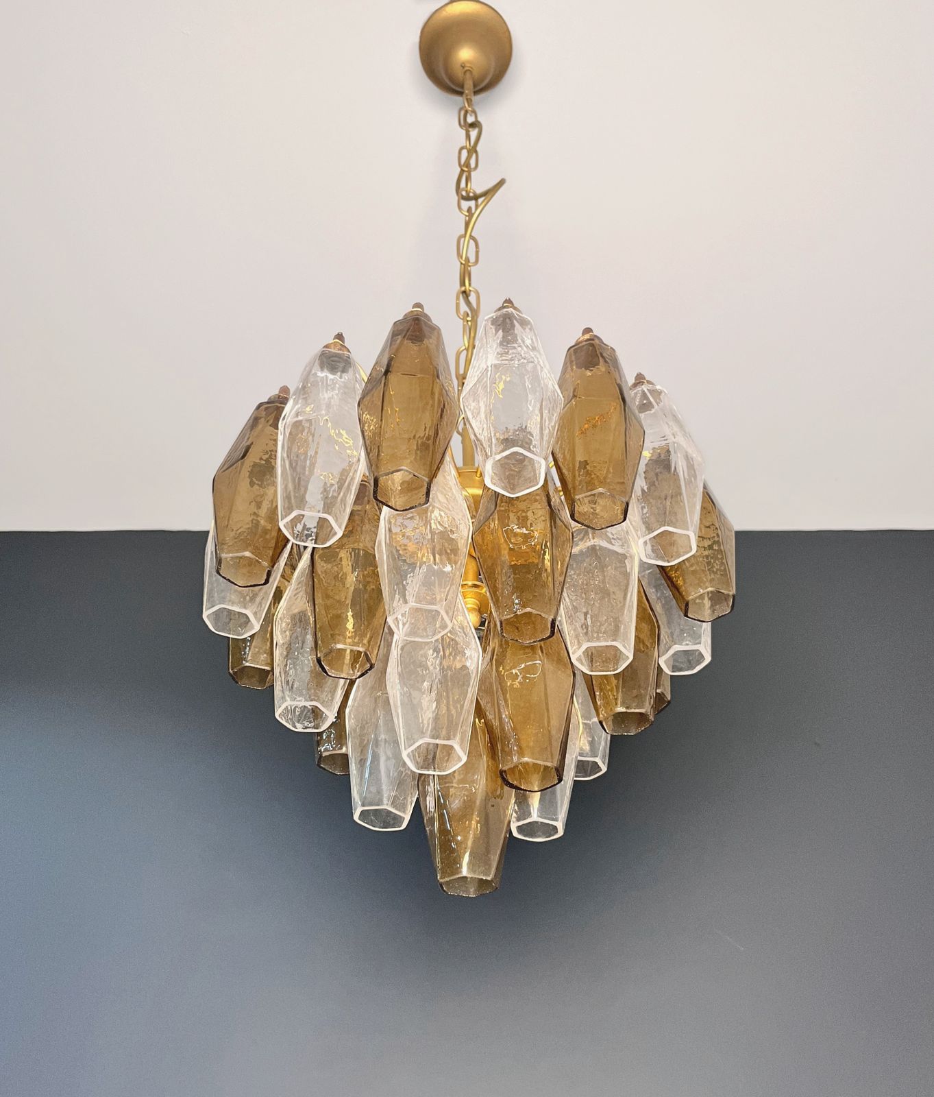 Lighting Elegant Murano Poliedri Chandelier   Carlo Scarpa Design   Clear And Smoked Glasses photo