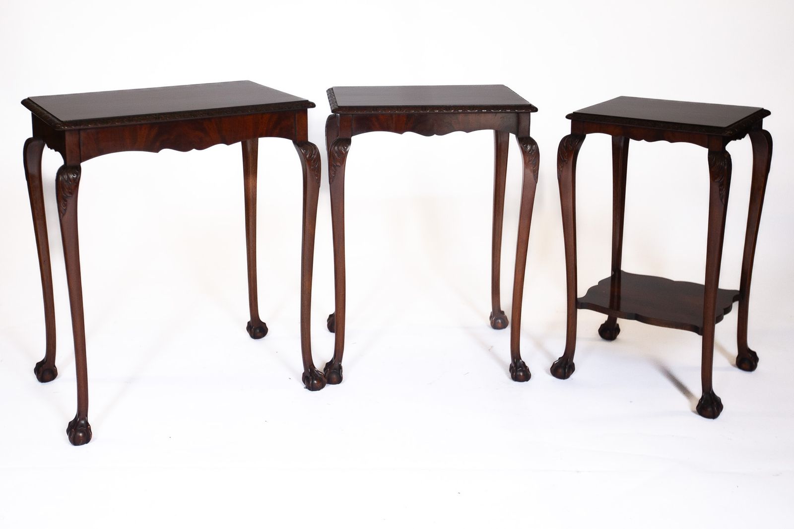Fine Nest Of 3 Mahogany & Carved Nest Of Tables photo 405.0