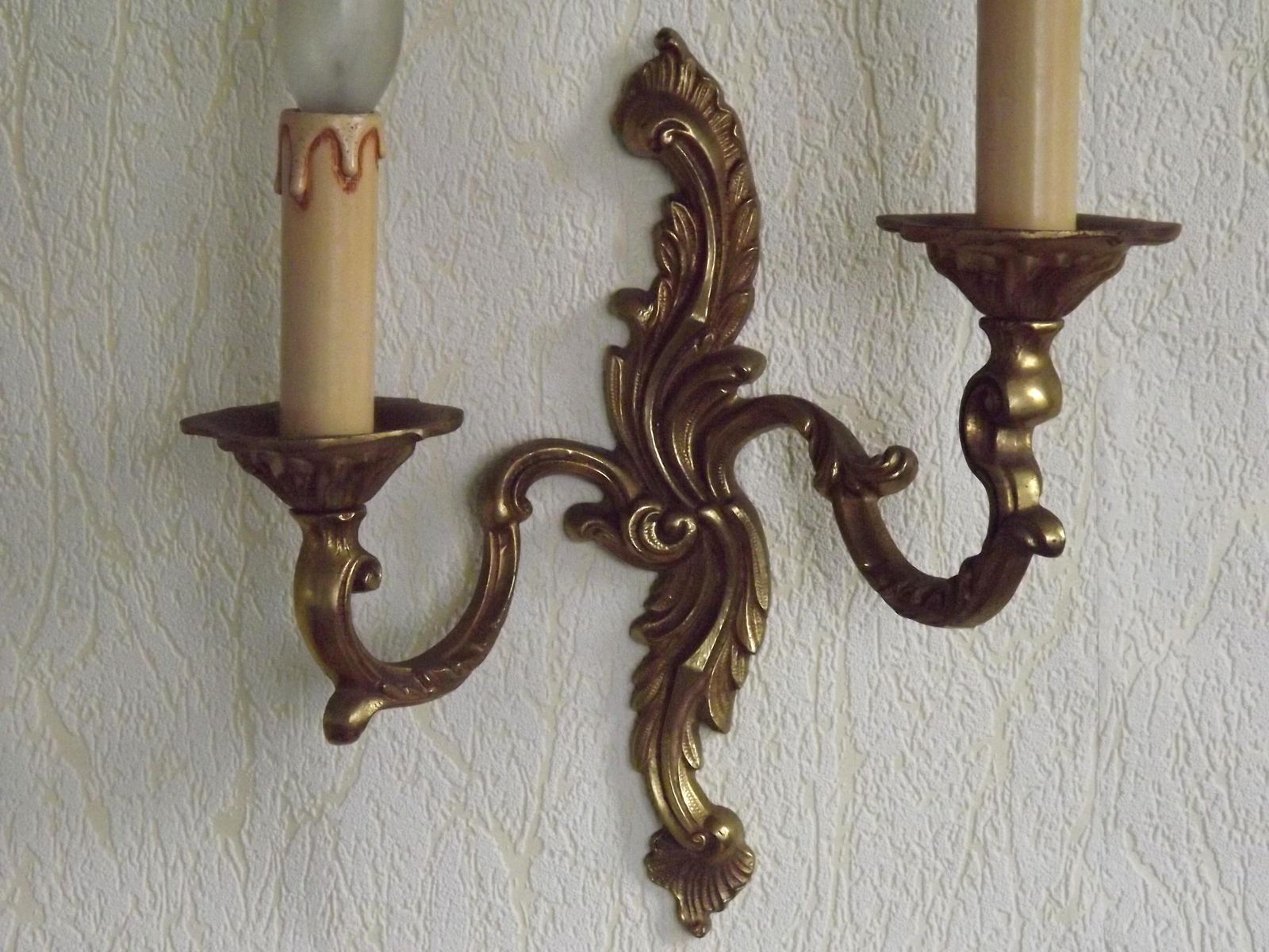 Large French Vintage Bronze Double Light Acanthus Leaf Wall Sconce With Off Set Arms. French Vintage Lighting. Bronze Double Wall Light. photo buy