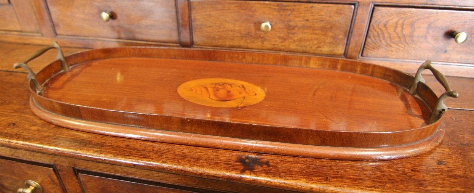Late Georgian Inlaid Mahogany Tray photo for sale