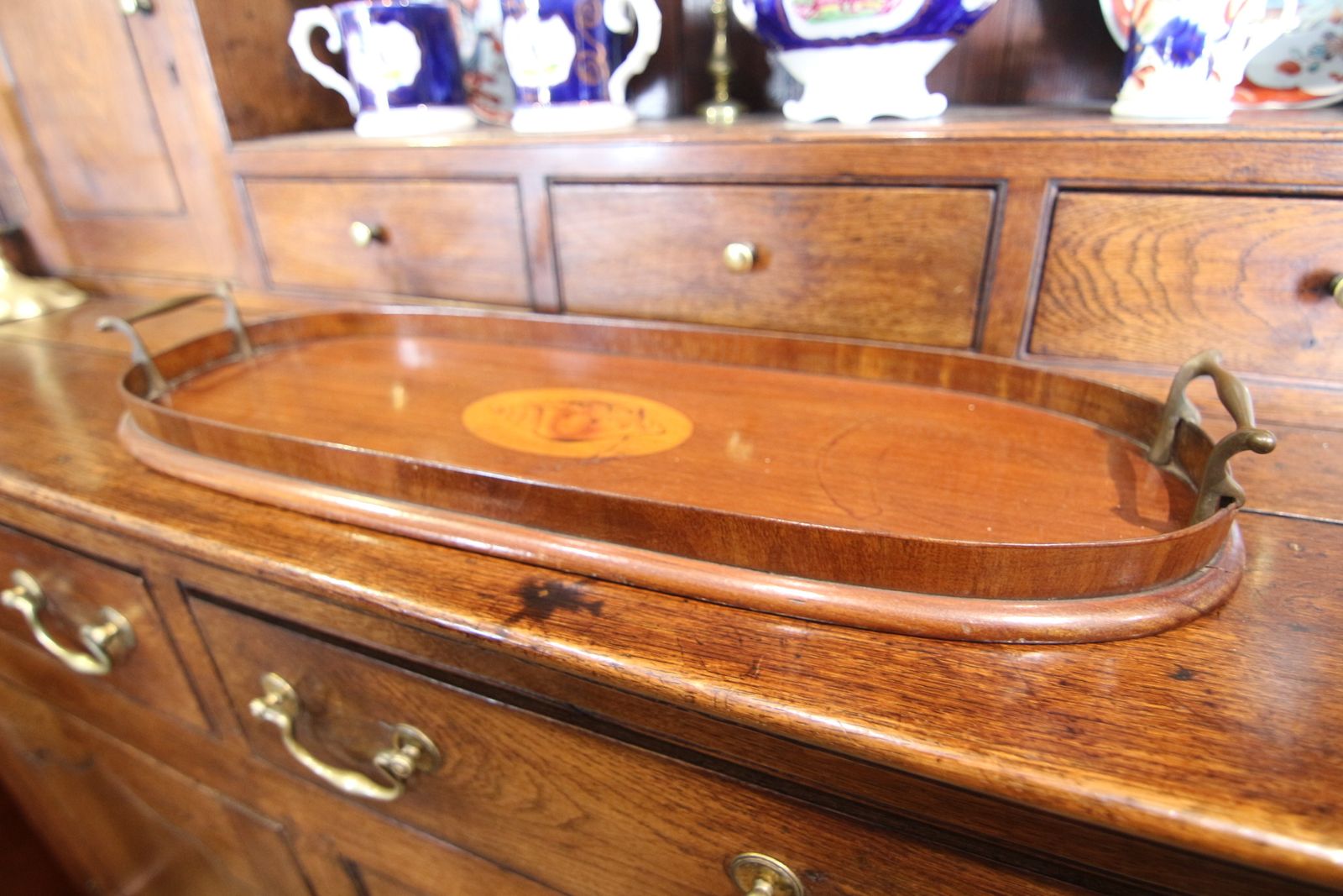 Late Georgian Inlaid Mahogany Tray photo 295.0