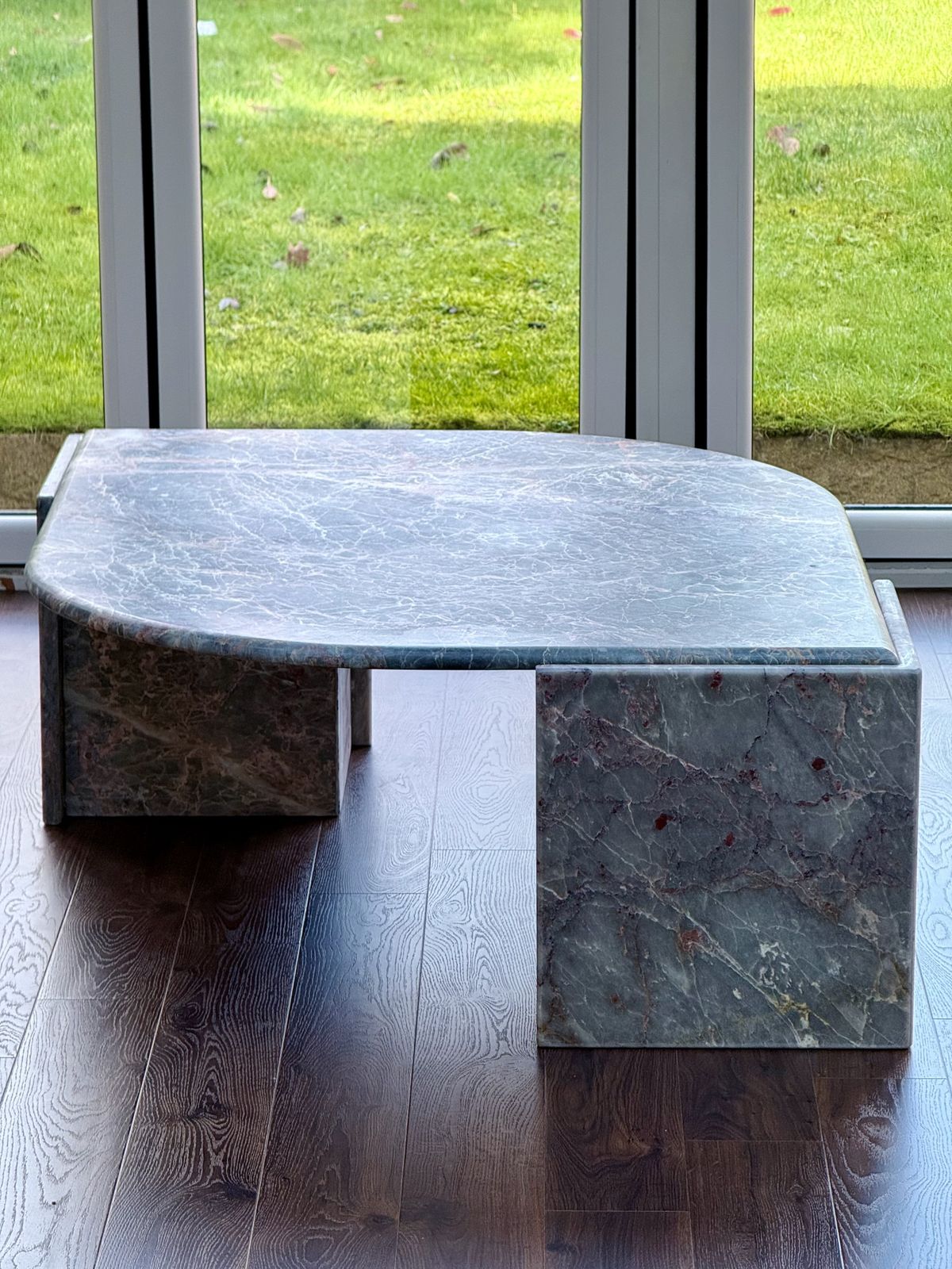 1970s Italian Grey, Rust & Pink Marble Coffee Table Vintage