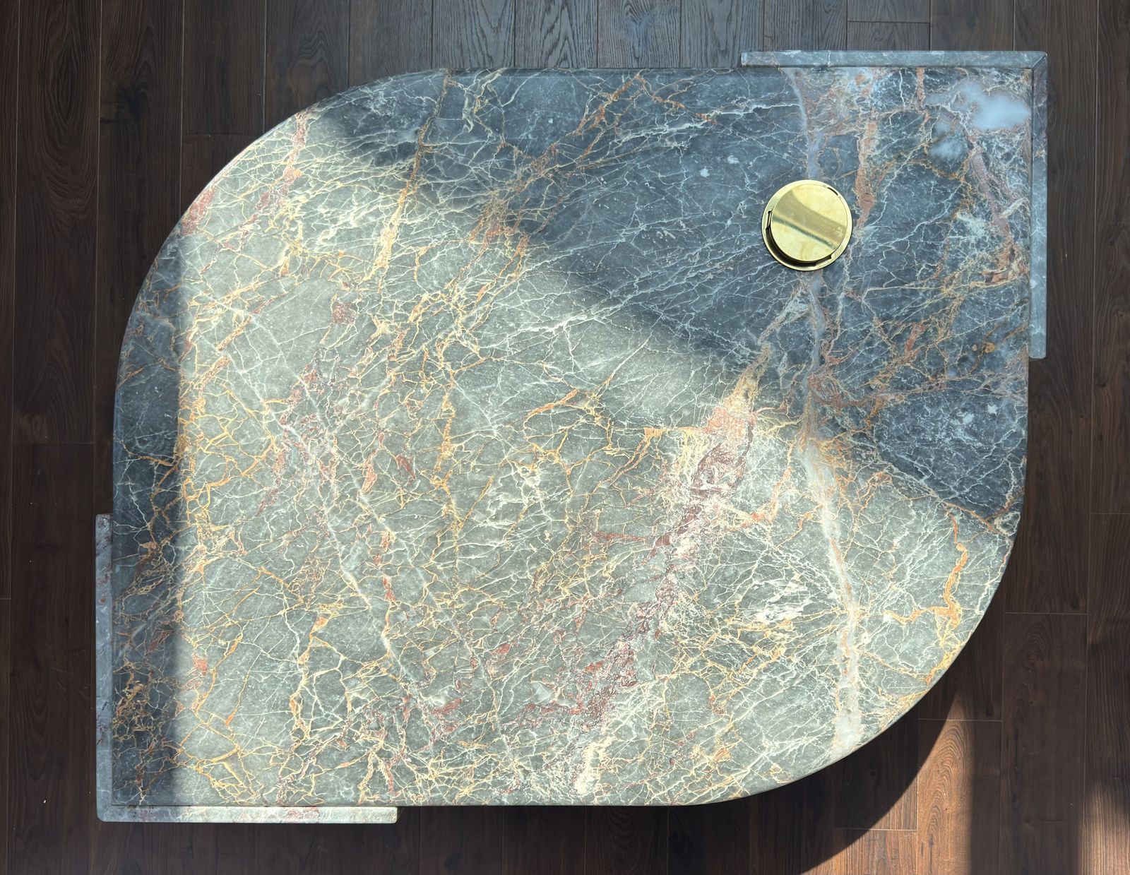1970s Italian Grey, Rust & Pink Marble Coffee Table Vintage photo furniture