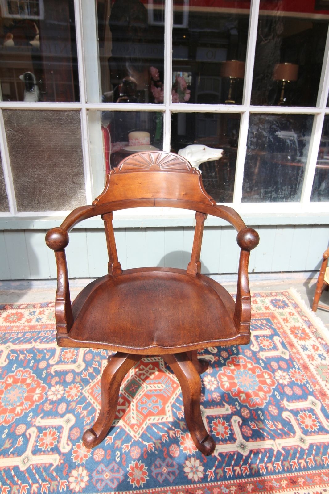 William Birch Arts & Craft Swivel Mahogany Office Chair photo for sale