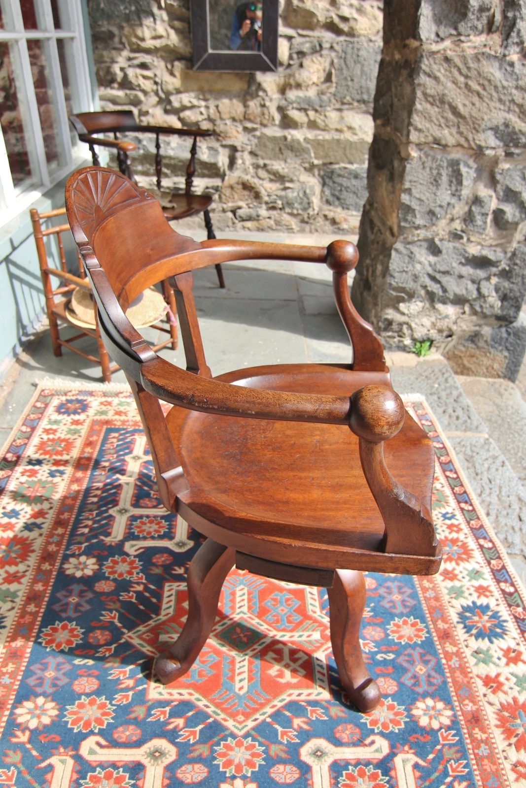 William Birch Arts & Craft Swivel Mahogany Office Chair photo buy