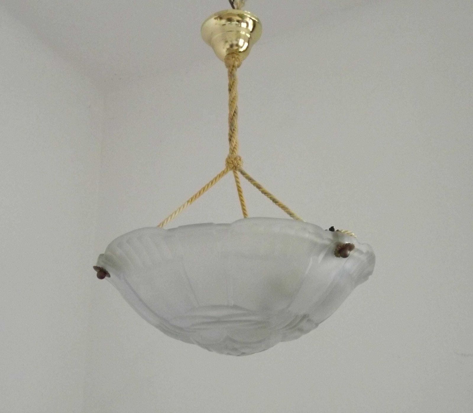 Art Deco Artistar France Vintage White Platformer Ceiling Light With Abstract Design. French Vintage Lighting. Art Deco Lighting.