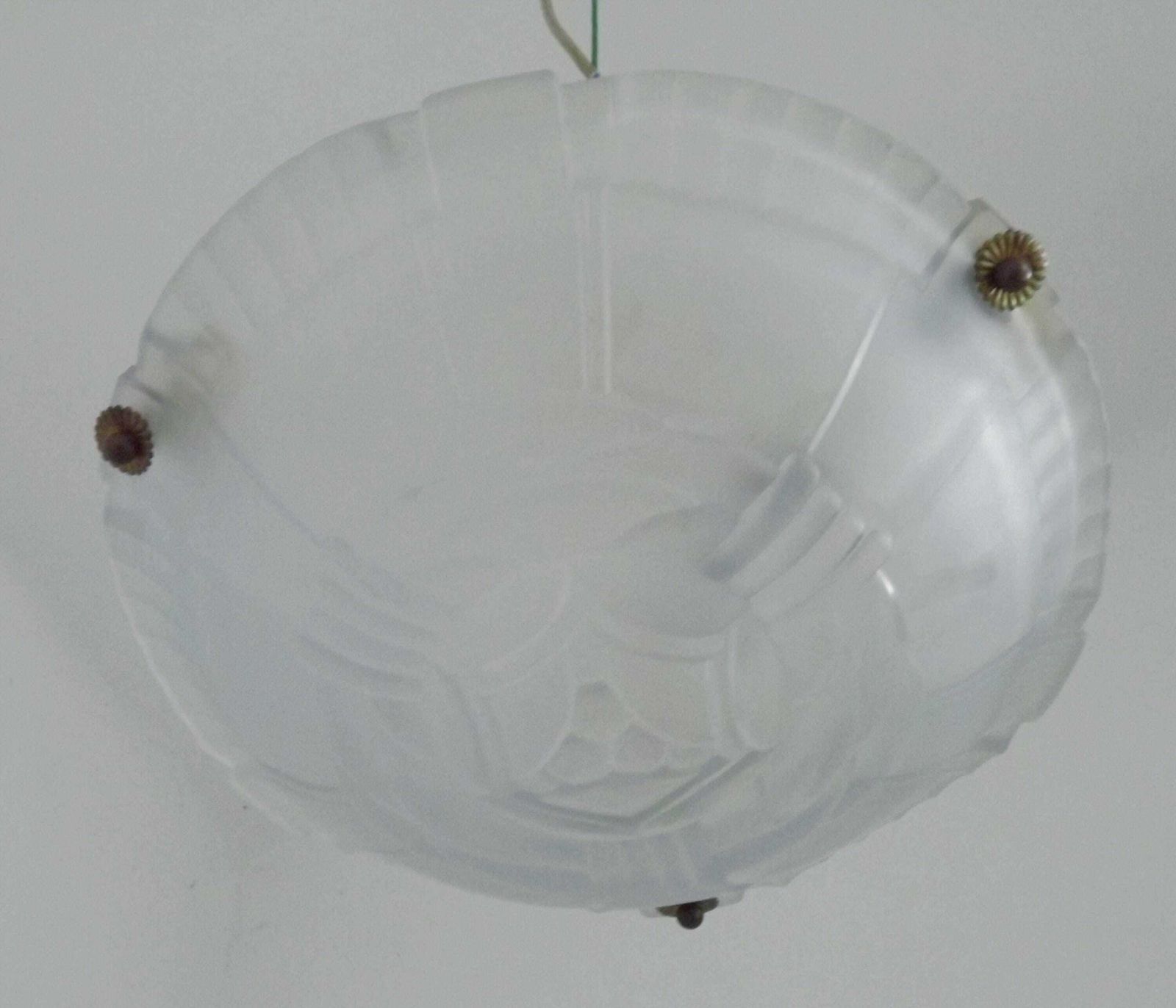 Art Deco Artistar France Vintage White Platformer Ceiling Light With Abstract Design. French Vintage Lighting. Art Deco Lighting. photo vinterior