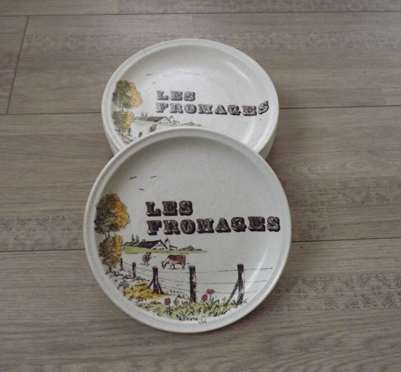 Set Of 6 Matching French Vintage Decorative Gien Les Fromage Cheese Plates   Vintage French. Tableware. Cheese Plates. Serving Plates.