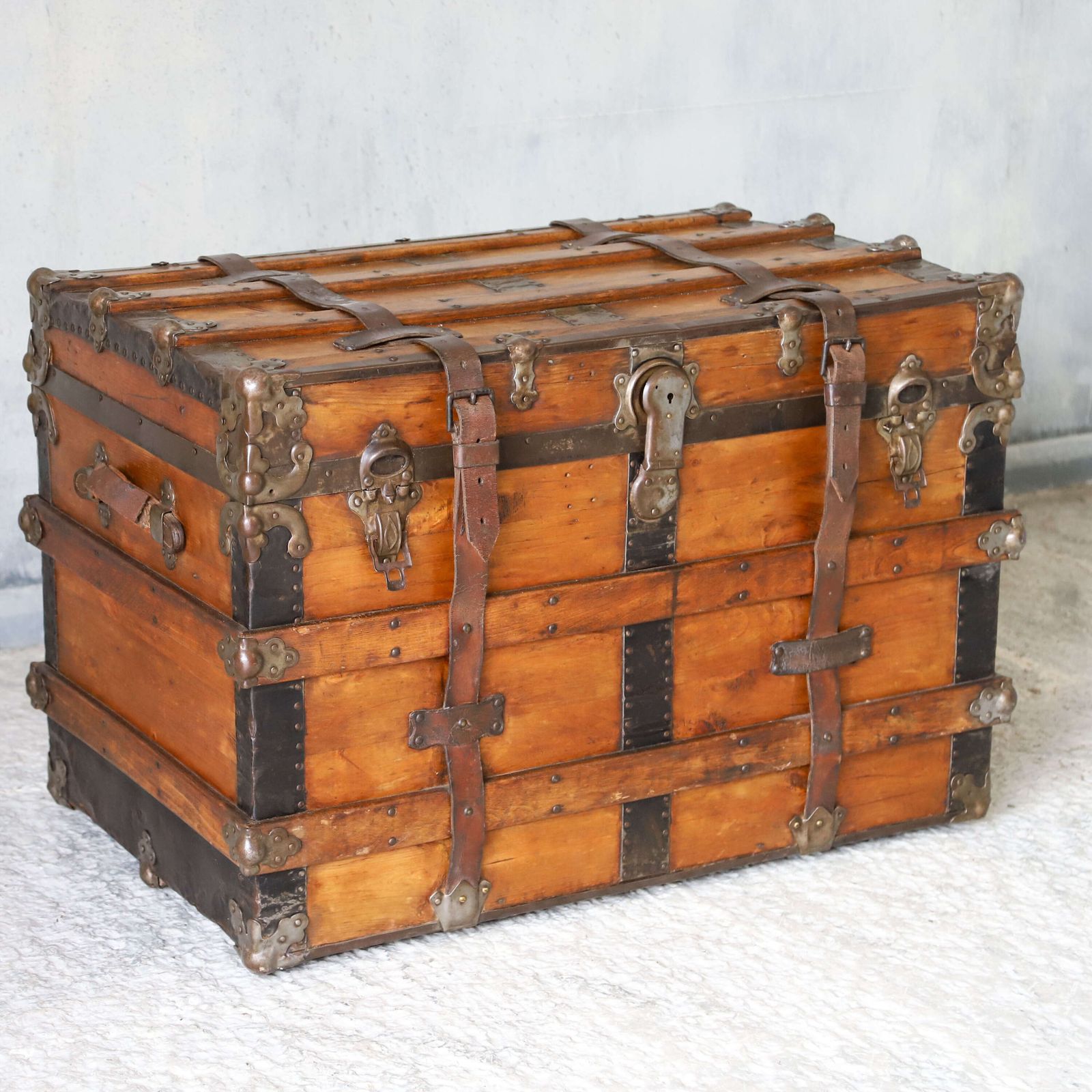 19th Century Victorian Period Pine Travelling Trunk Circa 1870 photo for sale