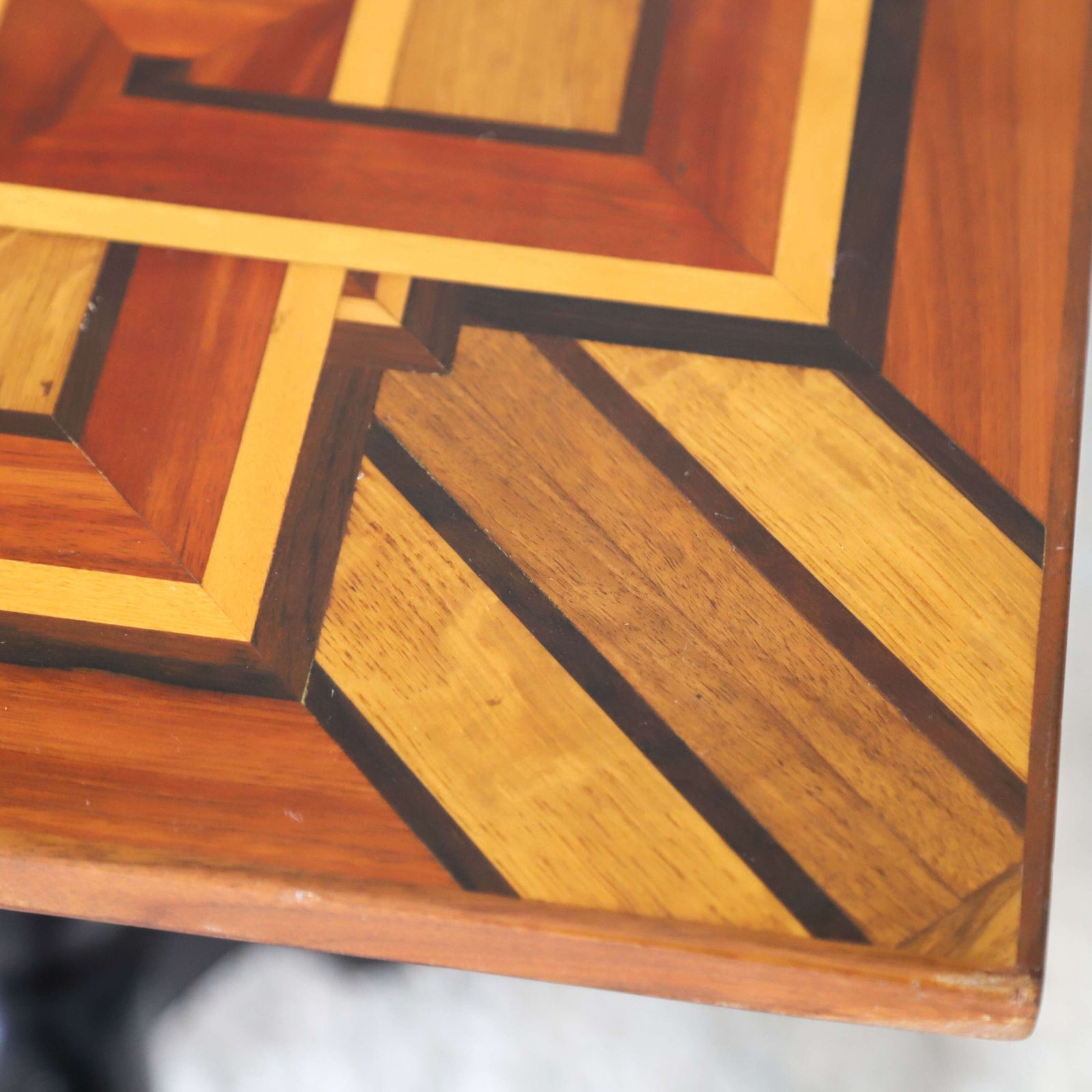 photo for sale Pair Of 19th Century Geometric Parquetry Inlay Top Side Tables