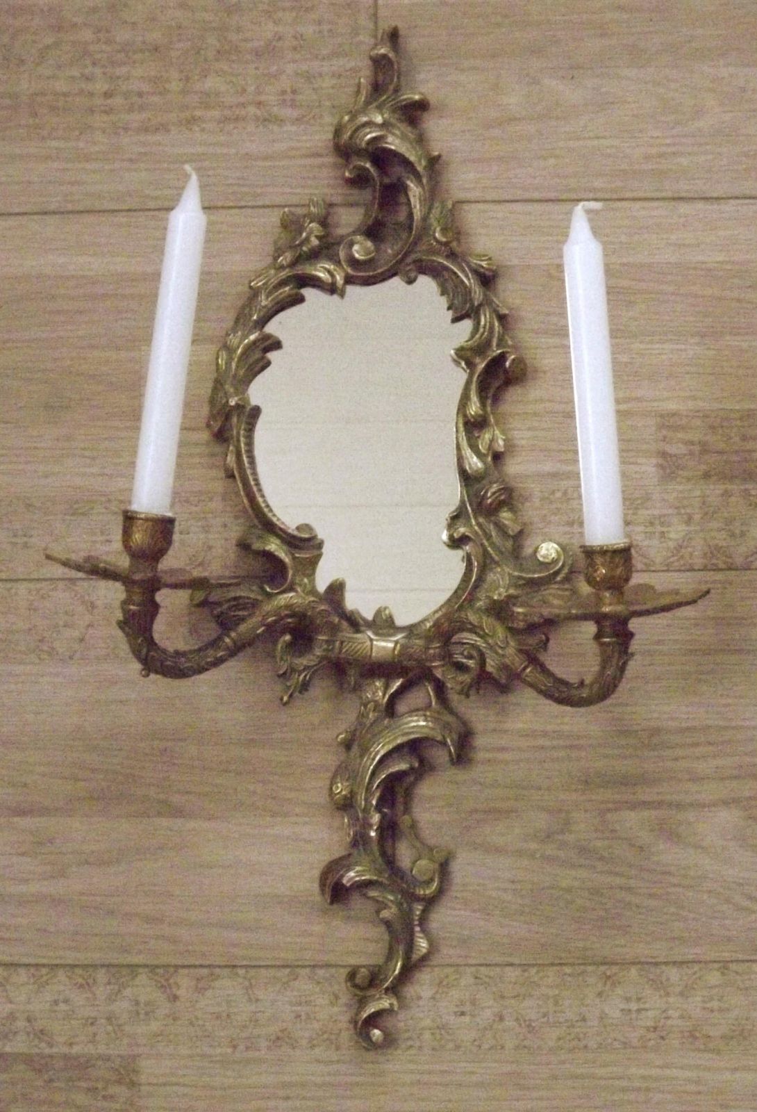 Beautiful Pair Large French Antique Bronze Mirror Double Candle Wall Sconces   French Antique Lighting. Mirror Wall Sconces.Baroque Sconces. photo vinterior
