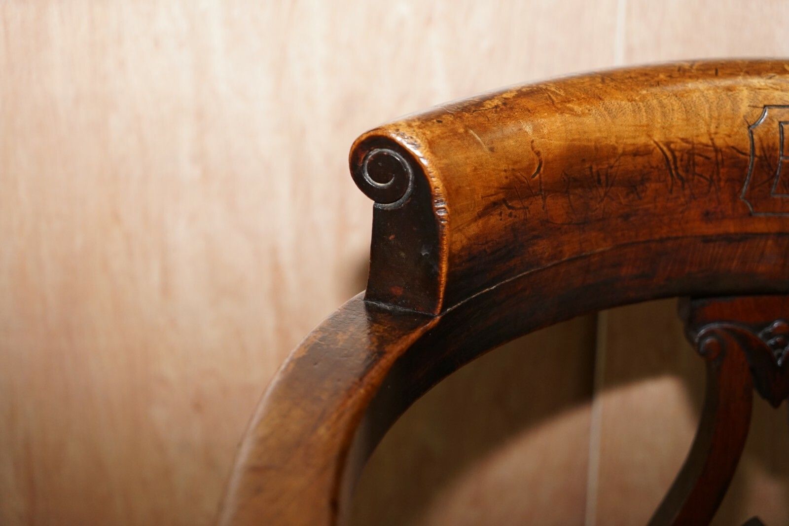 Very Rare Eton College Victorian Walnut Captains Chairs Carved Ec To The Back photo vinterior