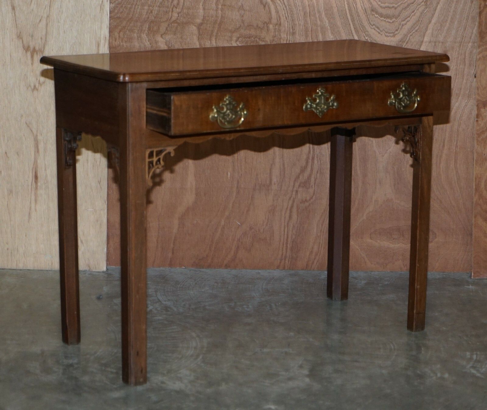 Furniture Antique George III Side Table Circa 1760 Very Heavy Mahogany Chippendale Carved photo