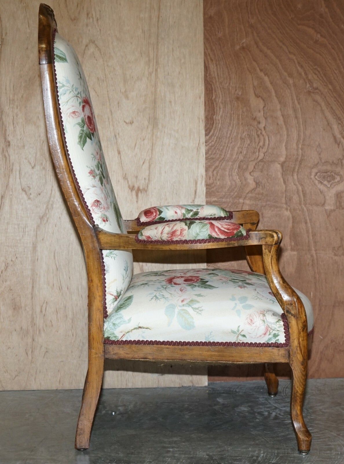 Furniture Victorian Hand Carved Walnut, Show Framed High Back Armchair In Colefax Fowler photo