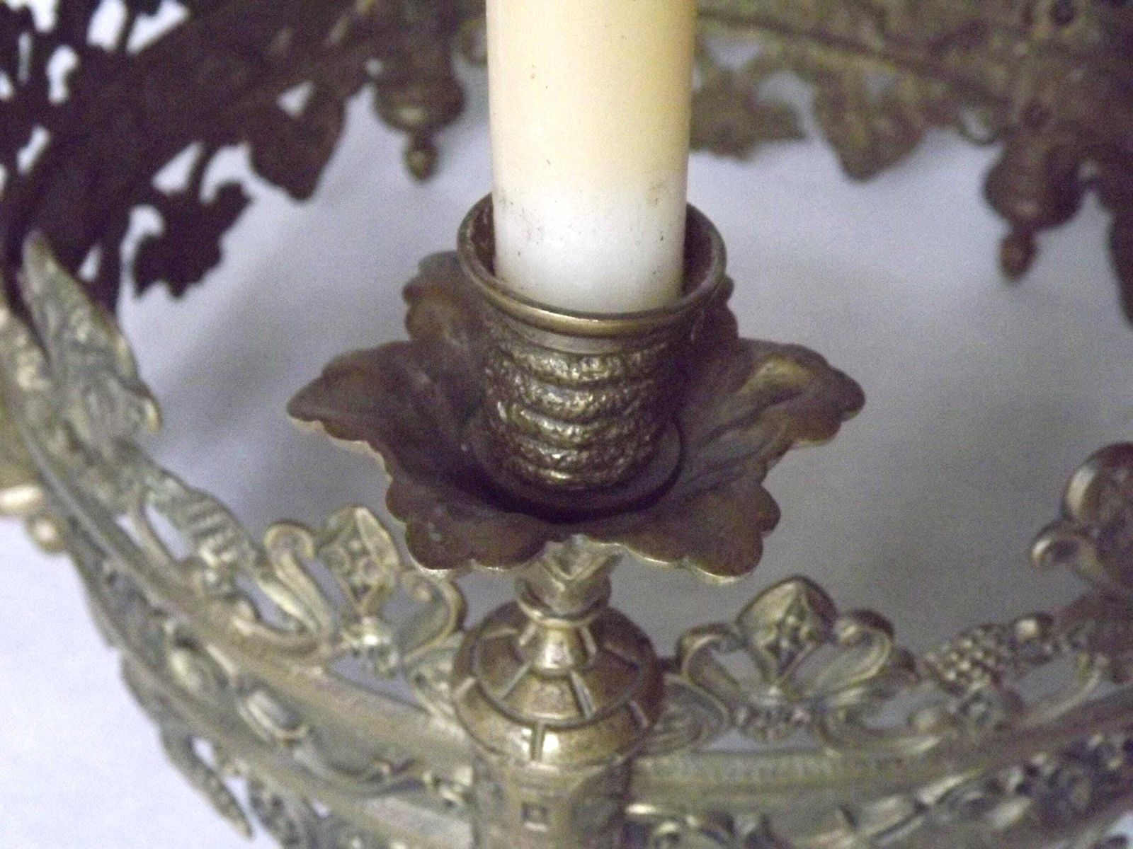 Lustre d'époque français en bronze, centre de table bougeoir - fin du XIXe siècle, décor victorien photo vinterior