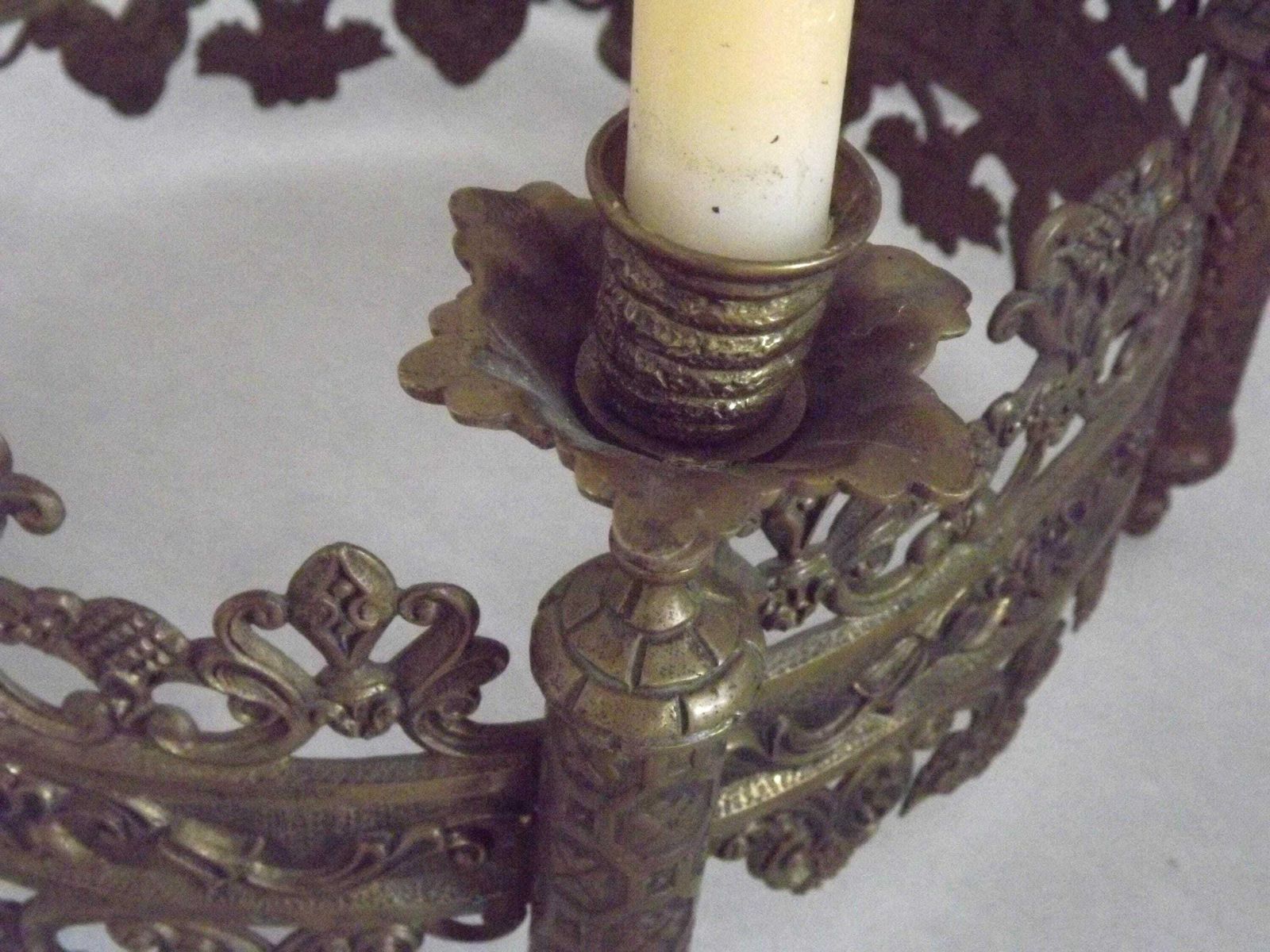 photo for sale Antique French Bronze Chandelier Candle Centerpiece – Late 1800s Victorian Table Décor   Transformed Candle Centrepiece