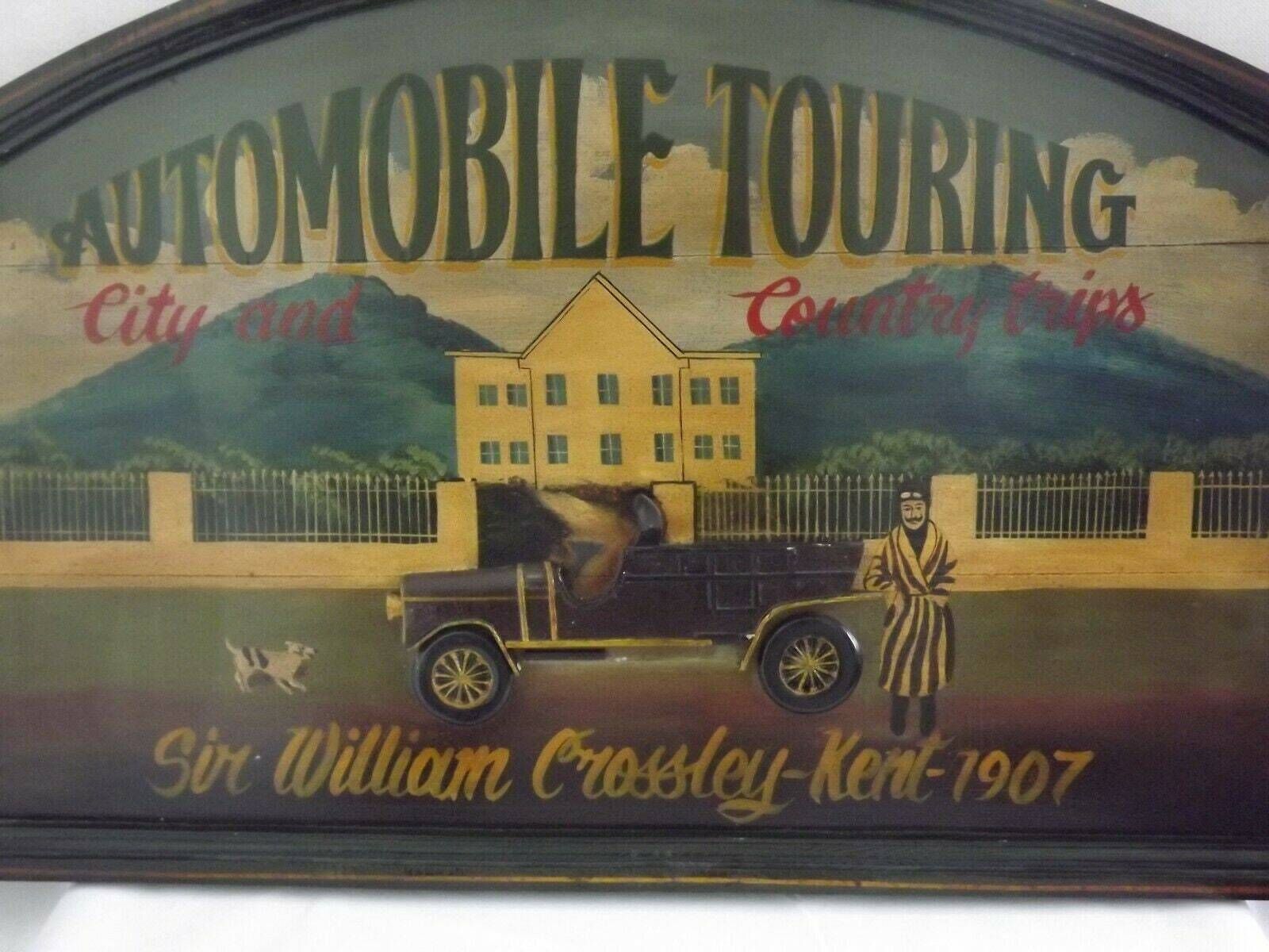 Large Rustic Vintage Wooden 3 D Advertising Sign Automobile Touring   Vintage Advertising Plaque. Sir William Crossley. Kent  1907. photo Home Decor