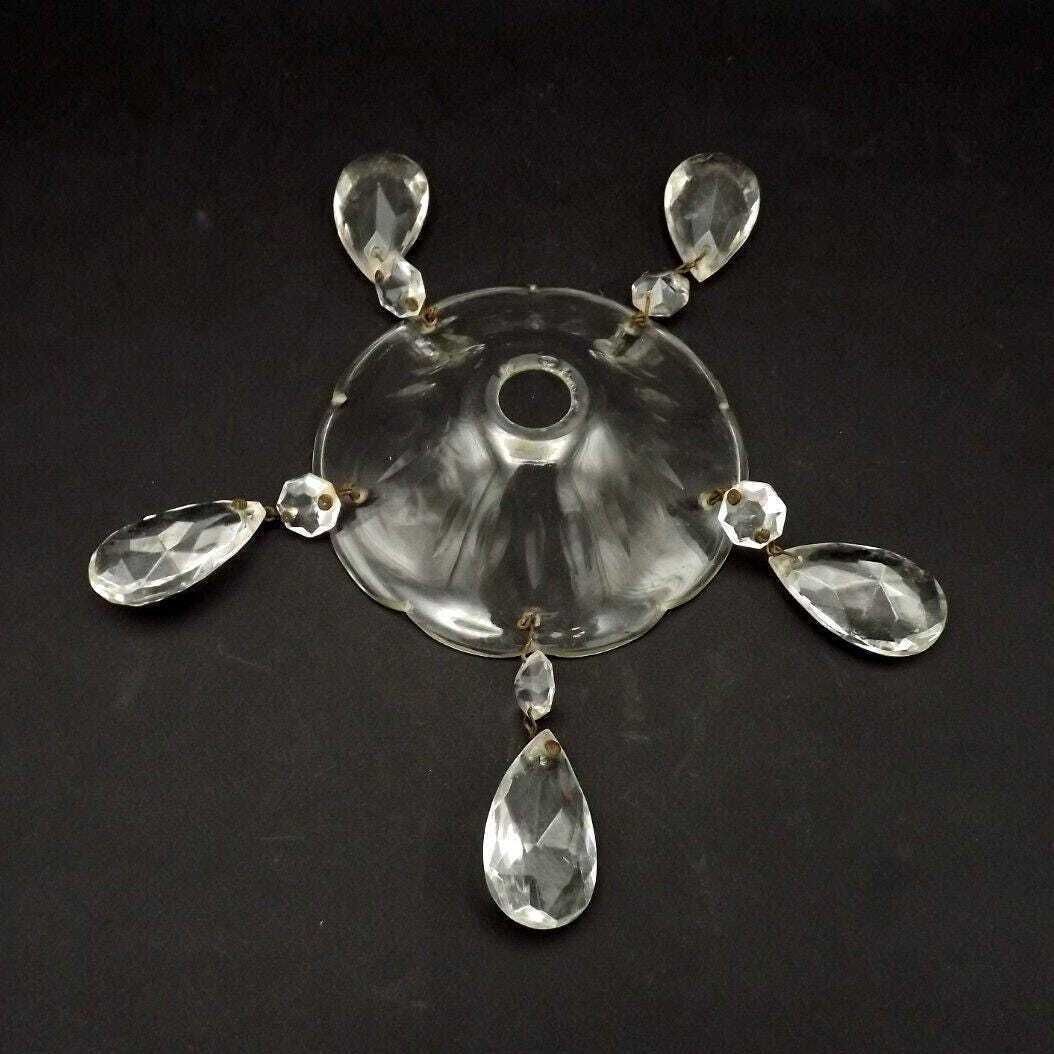photo furniture Beautiful Set Of 4 Cut Glass Bobeche Dishes With 5 Faceted Crystal Droplets   French Vintage Lighting Replacement Parts.