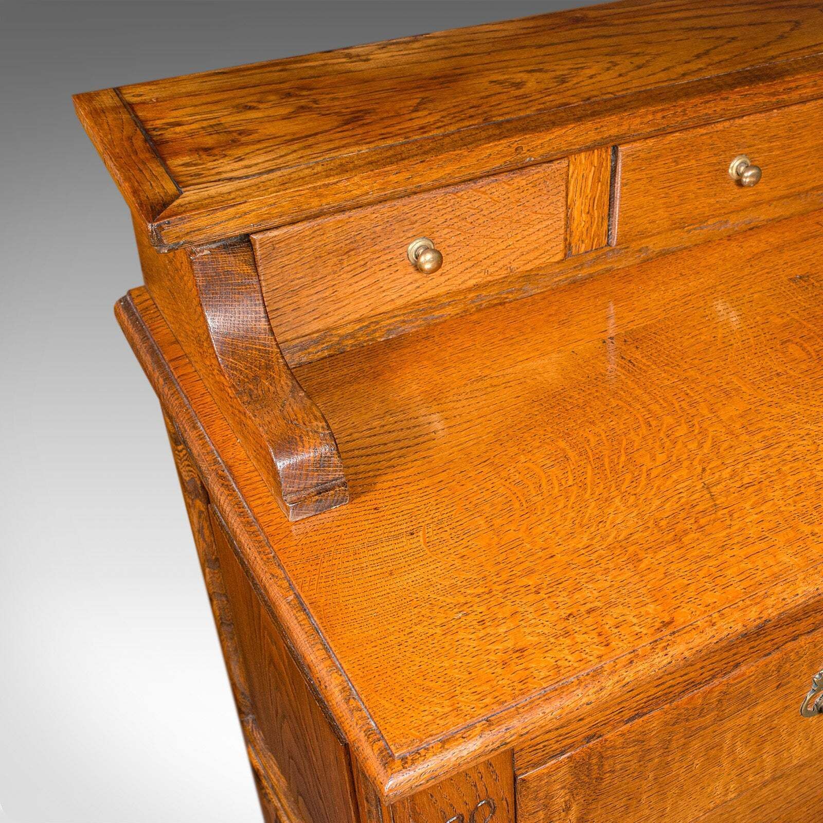 Large Antique Dresser Base, English Oak, Sideboard, Buffet, Wine Rack, Edwardian photo vintage