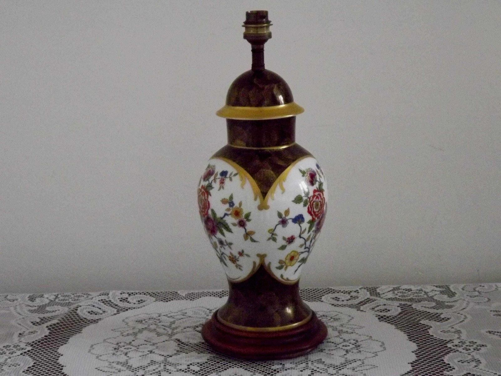 French Limoges Hergey Table Lamp Base Gold Hightlights & Floral Decoration   French Vintage Lighting. Signed Limoges Porcelain Lamp Base. photo for sale
