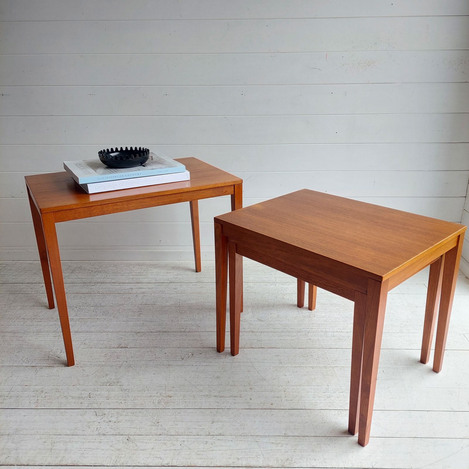 Mid Century Danish Teak Nest Of Tables  Bent Silberg Møbler Style Nesting Side Tables 60s photo for sale