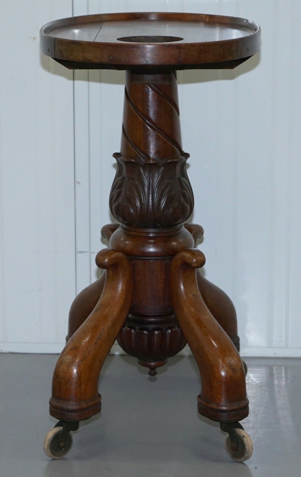 2220.0 Rare Victorian 1860 Mahogany Drinks Table With Crystal Decanter & Glasses Wheels photo