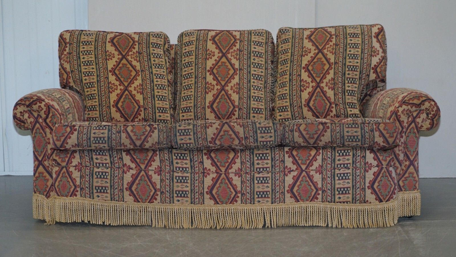 Mid Century Fully Sprung Art Deco Style Kilim Rug Upholstered Sofa Part Of Suite photo furniture